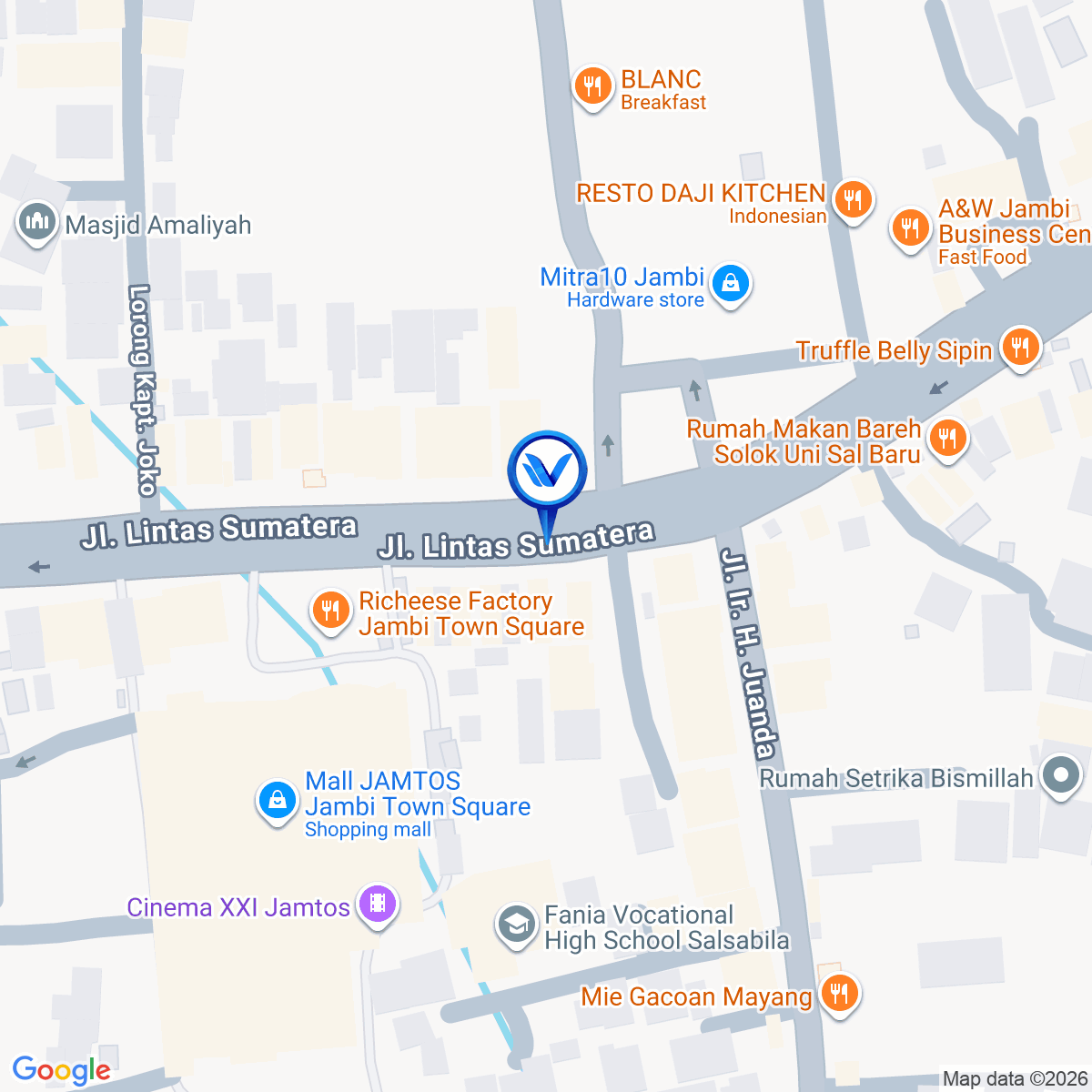 Peta Lokasi JL. A BAKARUDDIN DEPAN MALL JAMTOS, Jambi