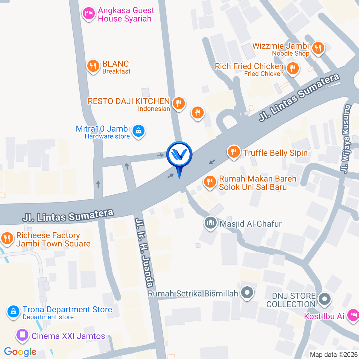 Peta Lokasi JL. BAKARUDIN, SIMPANG MAYANG, DEKAT BUNDARAN, JAMBI