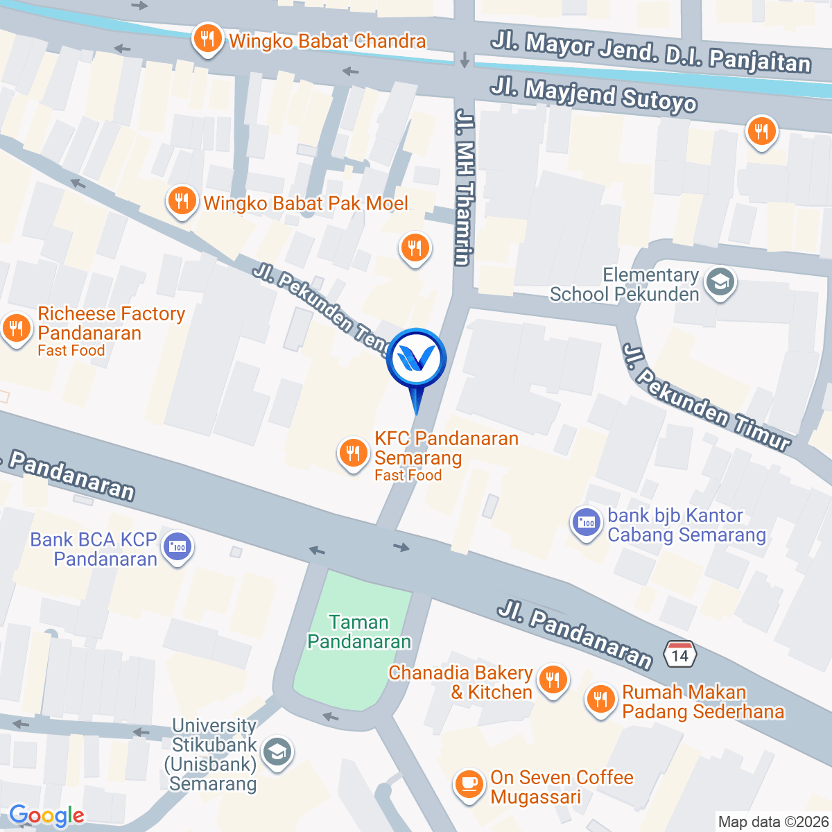 Peta Lokasi Jl. Thamrin (Utara Taman Pandanaran), Semarang