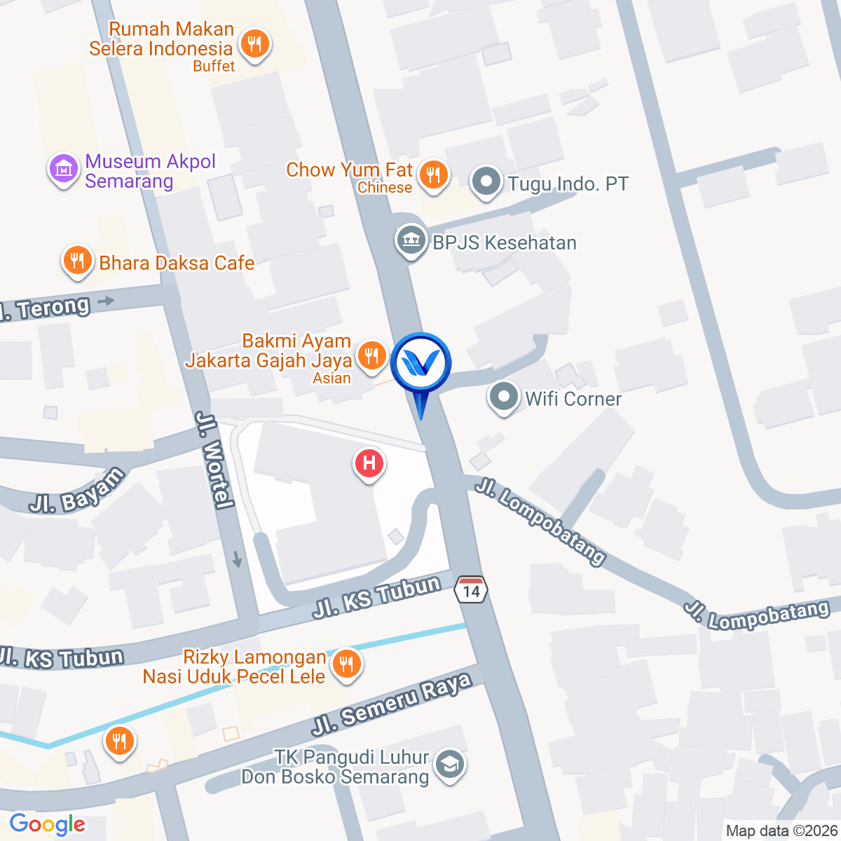 Peta Lokasi Jl. Sultan Agung (Depan Bakmi Gajah), Semarang