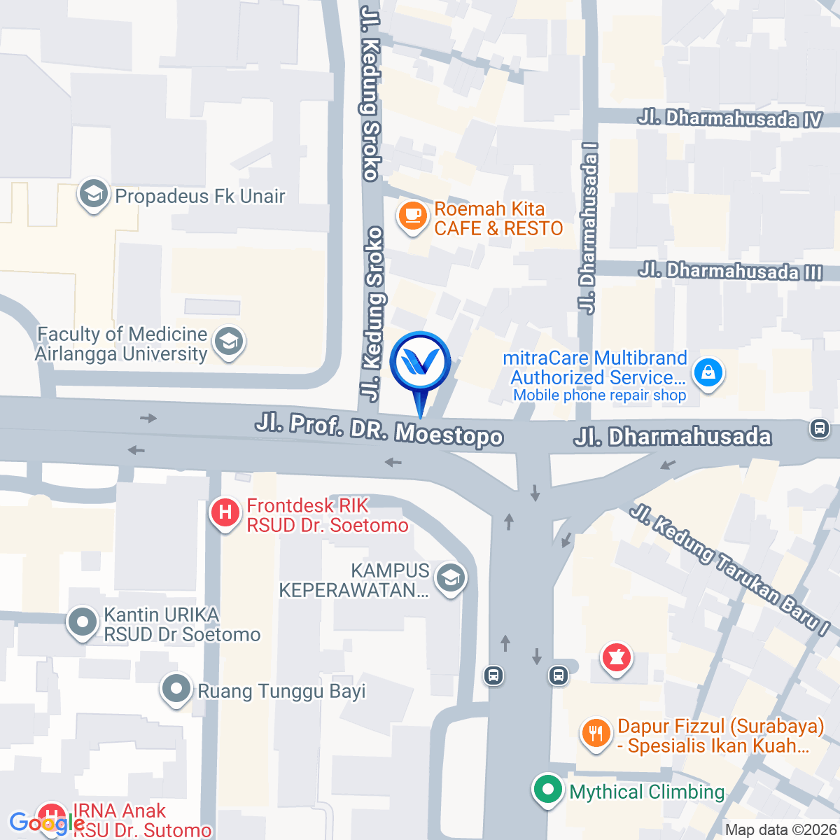 Peta Lokasi Jl. Prof. DR. Moestopo, Surabaya