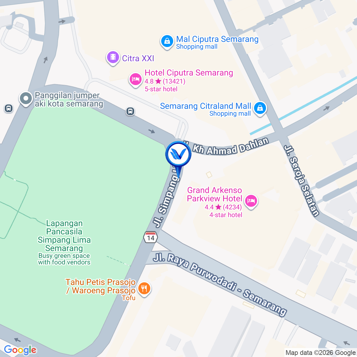 Peta Lokasi Jl. Simpanglima - Semarang (Dinding Matahari Departemen Store), Semarang
