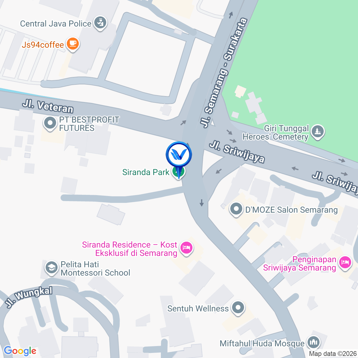 Peta Lokasi LED TAMAN SIRANDA SEMARANG Jl. Diponegoro, Semarang