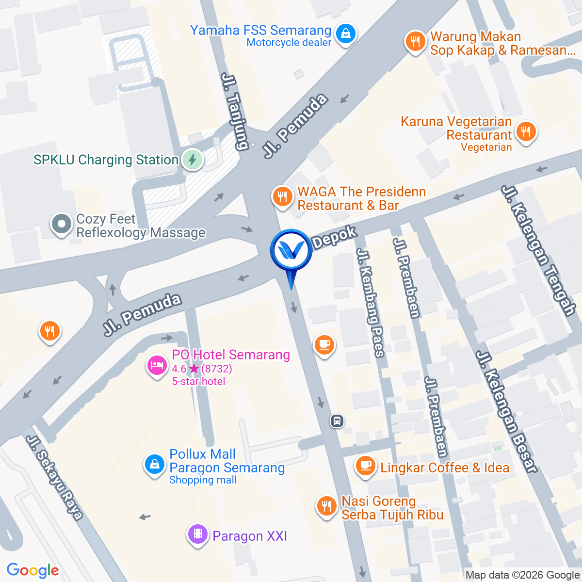 Peta Lokasi LED THAMRIN SEMARANG Bundaran Paragon Mall Jl. MH. Thamrin, Semarang