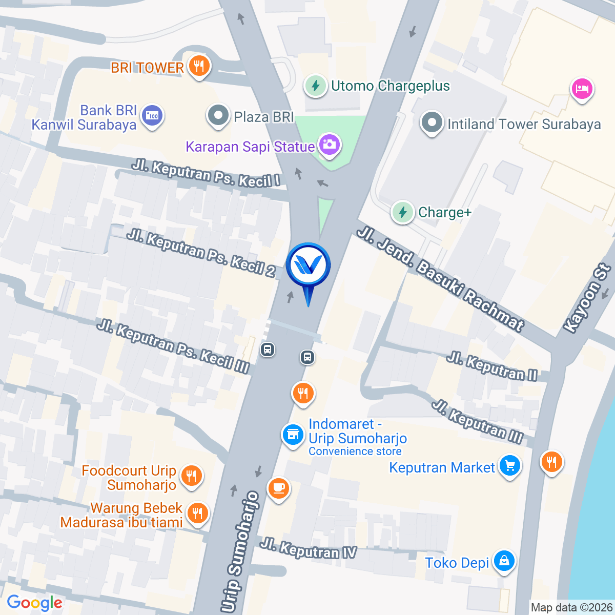 Peta Lokasi Jl. Urip Sumoharjo, Surabaya