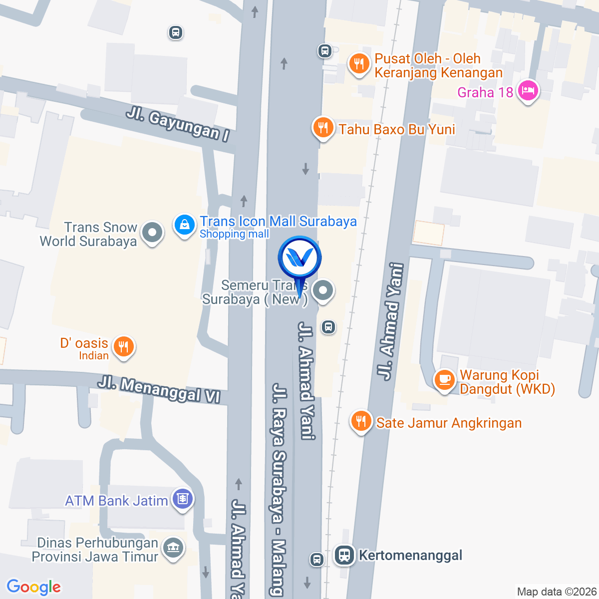Peta Lokasi Jl. A. Yani (TK. Venetta Ink), Surabaya