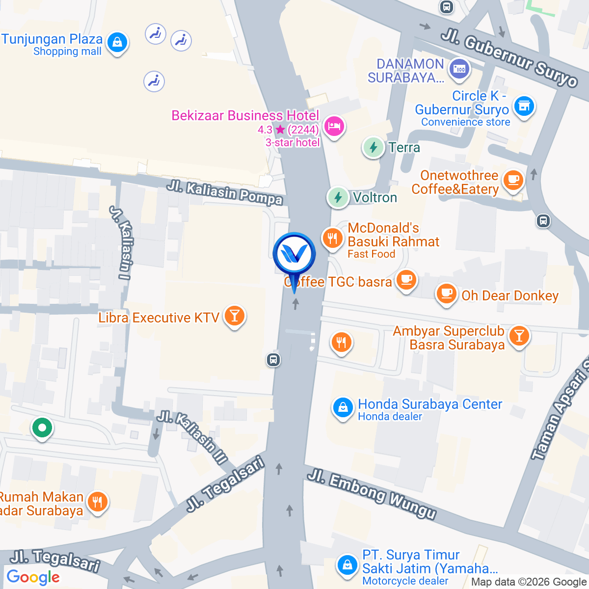 Peta Lokasi Jl. Basuki Rahmat 16-18 (Ranch Market), Surabaya
