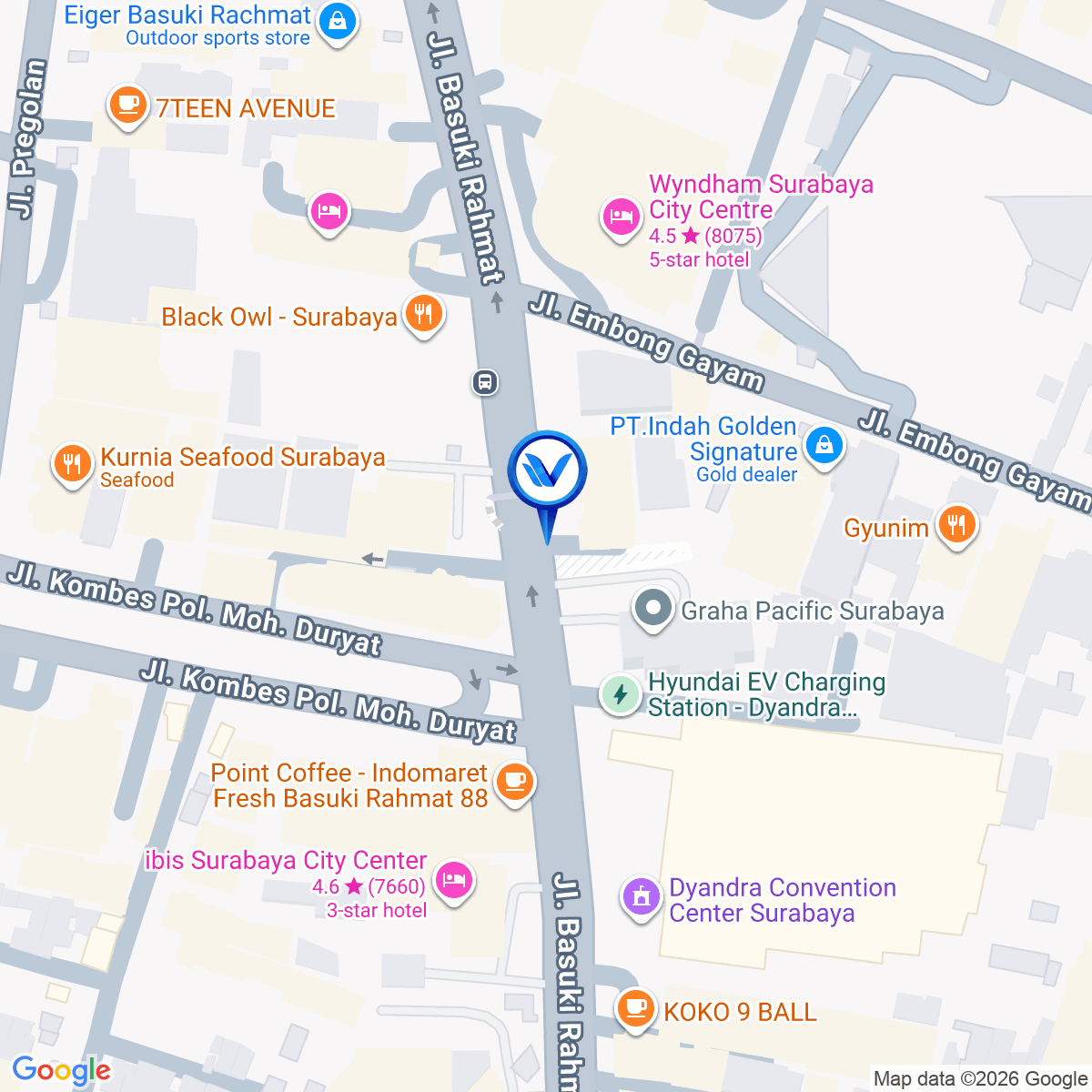 Peta Lokasi Jl. Basuki Rahmat 81 (Dekat Dunkin Donut), Surabaya