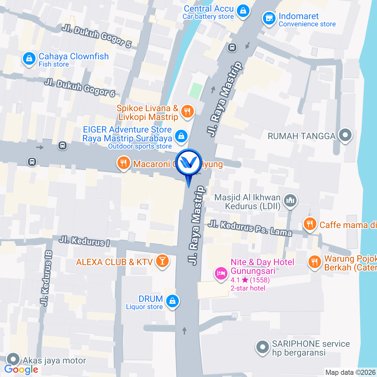 Peta Lokasi Pertigaan Jl. Mastrip - Wiyung, Surabaya