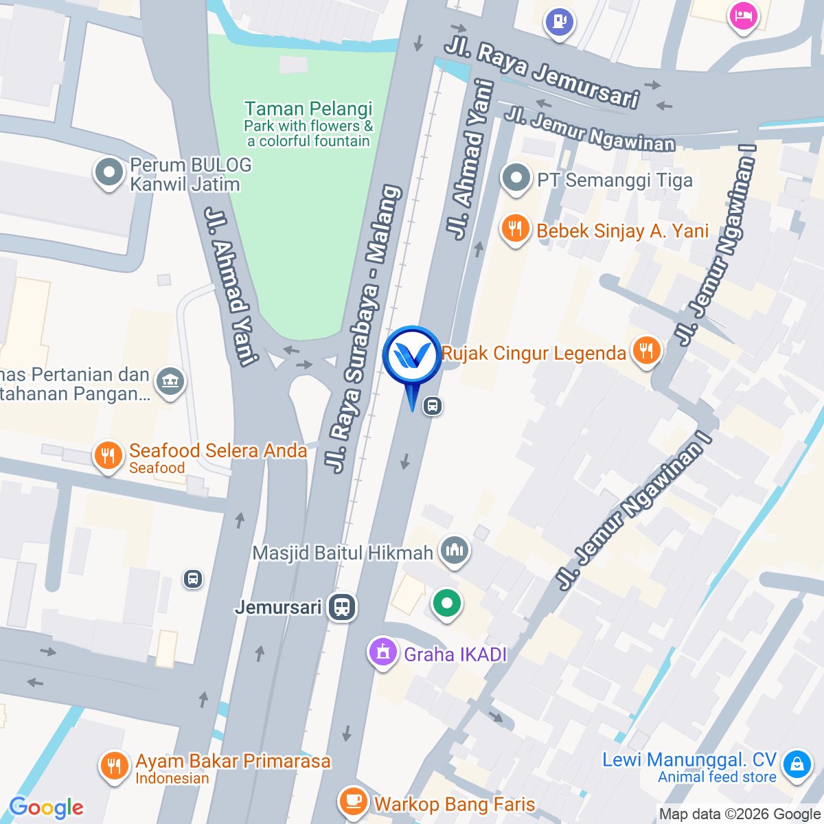 Peta Lokasi JPO Jl. A. Yani (Dekat Taman Pelangi), Surabaya