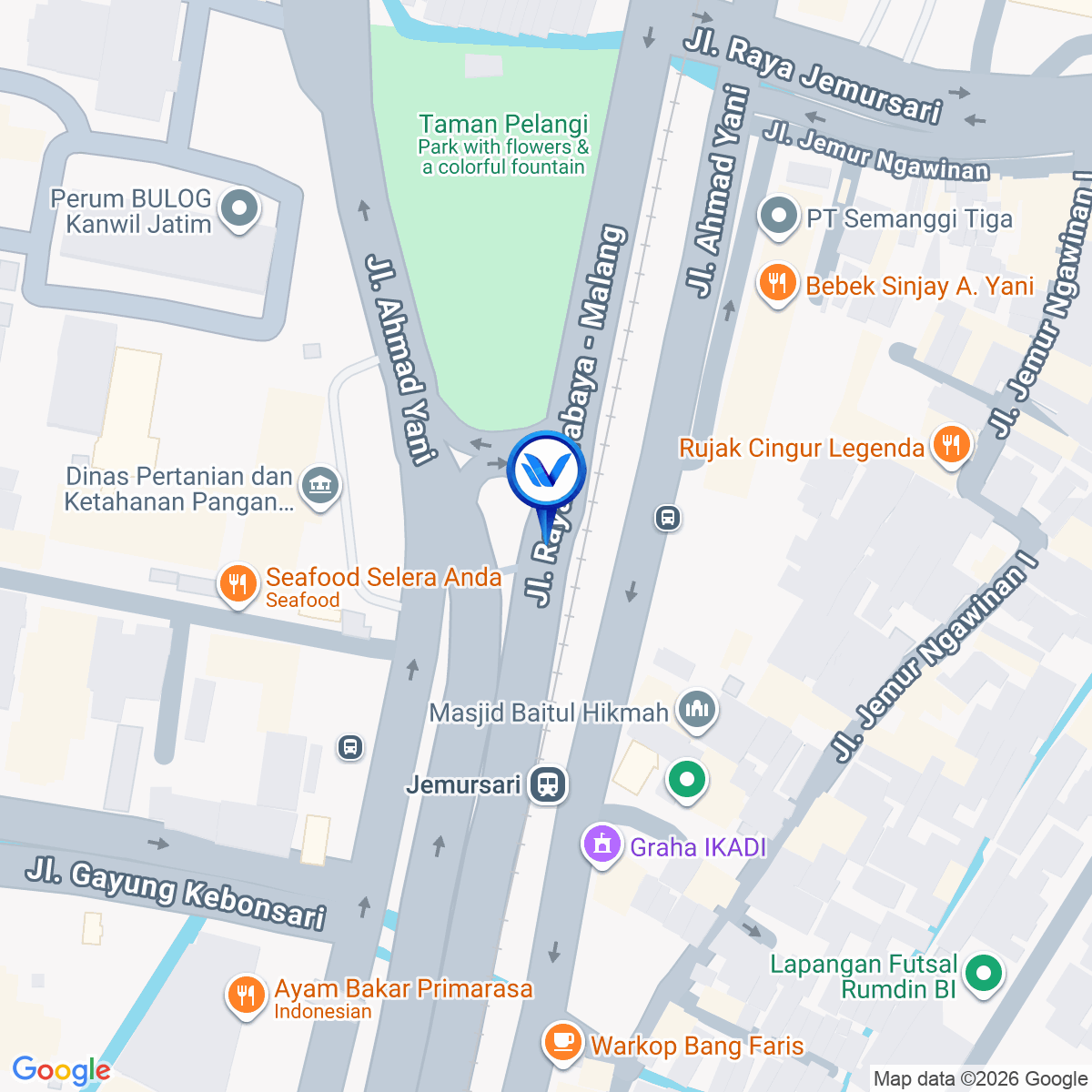 Peta Lokasi JPO Jl. A. Yani (Dekat Taman Pelangi), Surabaya