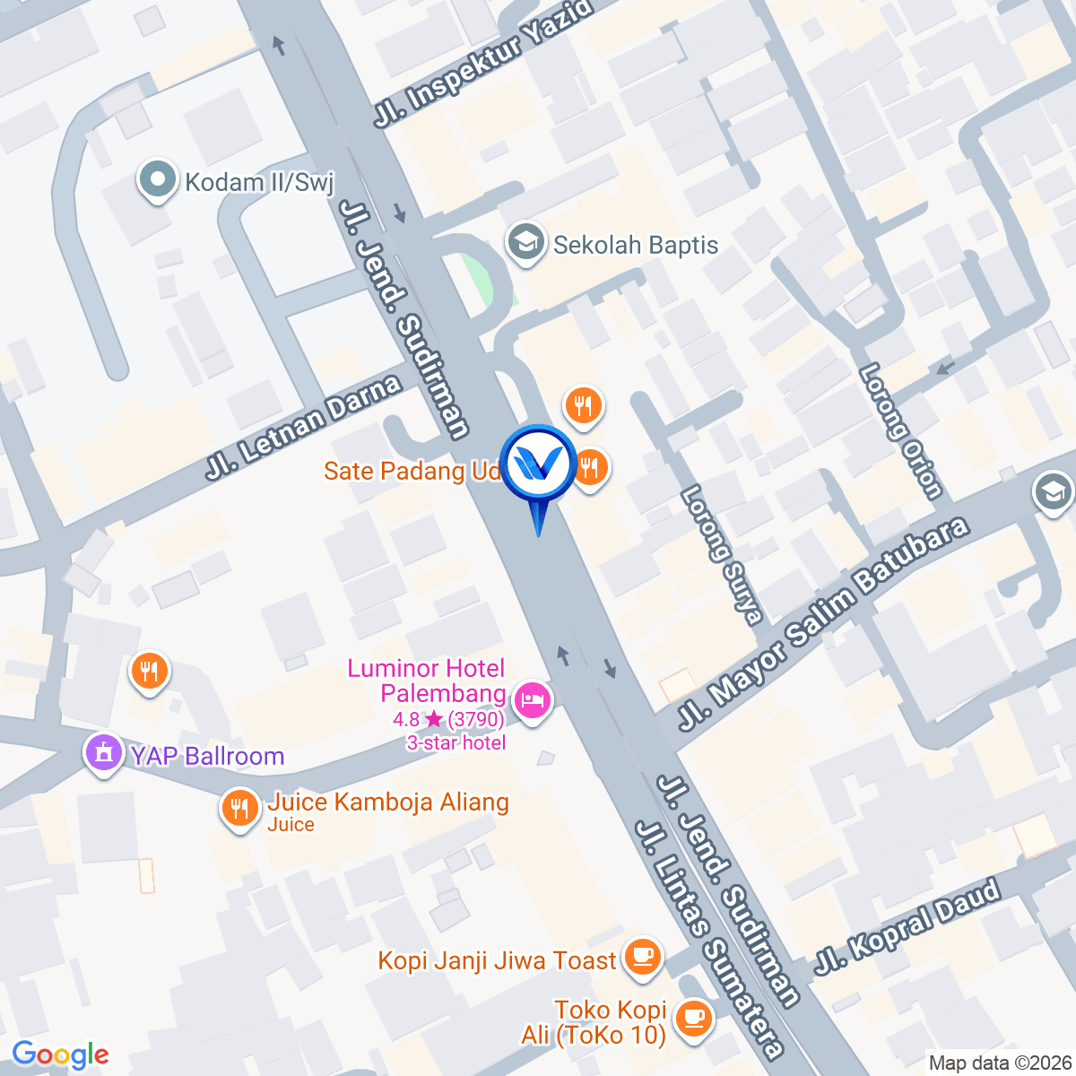 Peta Lokasi JL. JEND. SUDIRMAN (SIMPANG SKIP / DEKAT KODAM), PALEMBANG