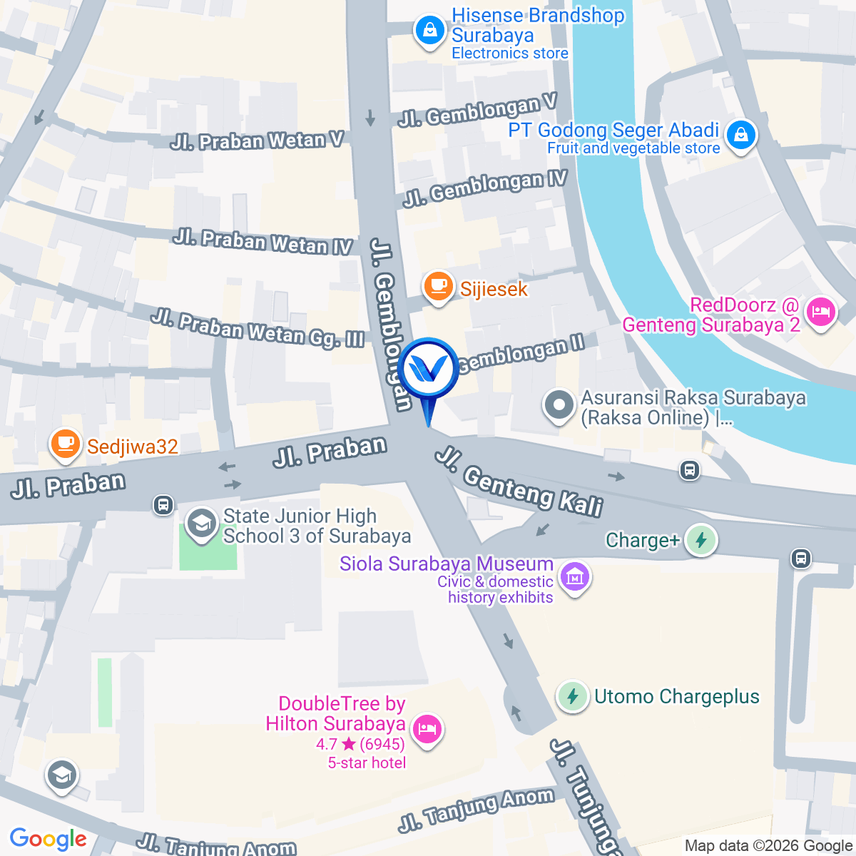 Peta Lokasi Jl. Jemblongan - Jl. Tunjungan (Depan SIOLA), Surabaya