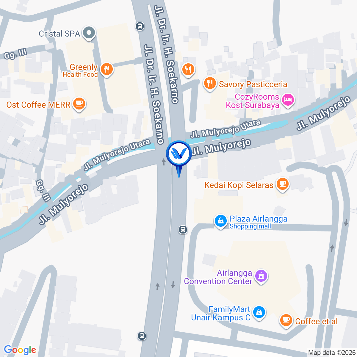 Peta Lokasi Jl. Ir. Soekarno - Sutorejo (Dekat Kampus C UNAIR), Surabaya