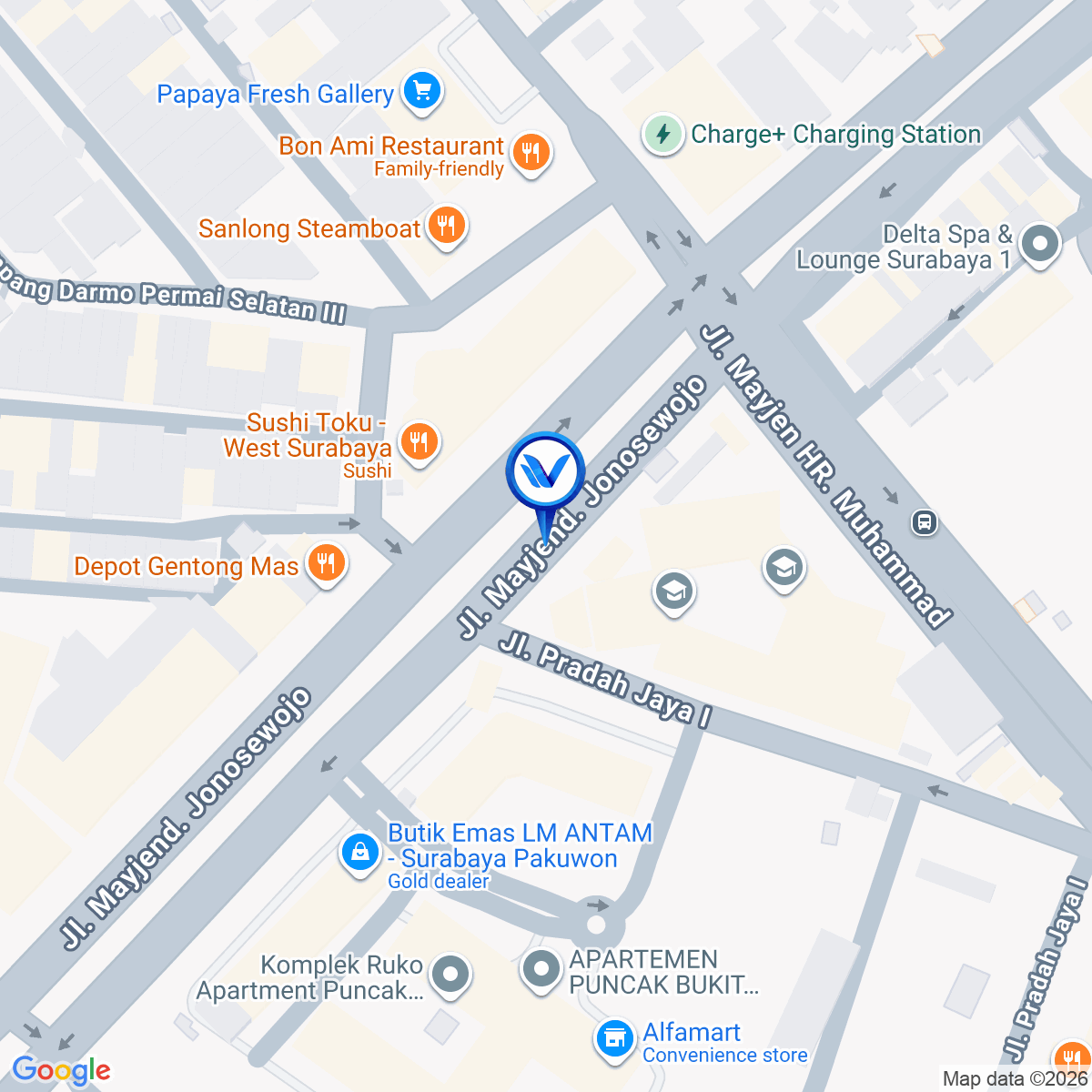 Peta Lokasi Jl. Bukit Darmo Boulevard, Surabaya