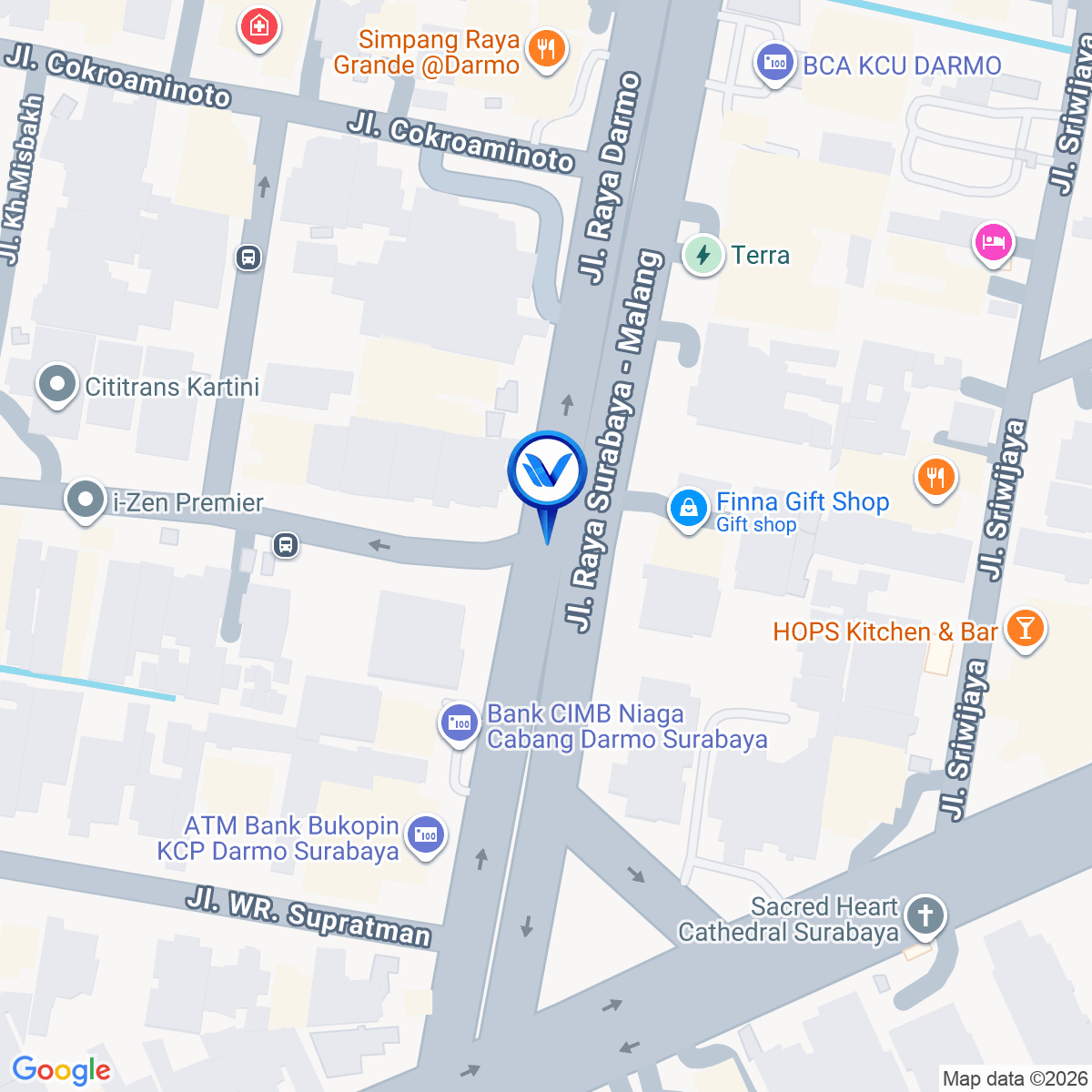 Peta Lokasi Jl. Darmo (Pertigaan Darmo - Kartini), Surabaya