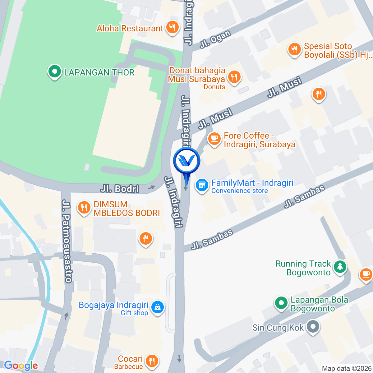 Peta Lokasi Jl. Indragiri (Sebelah Apotek K24), Surabaya