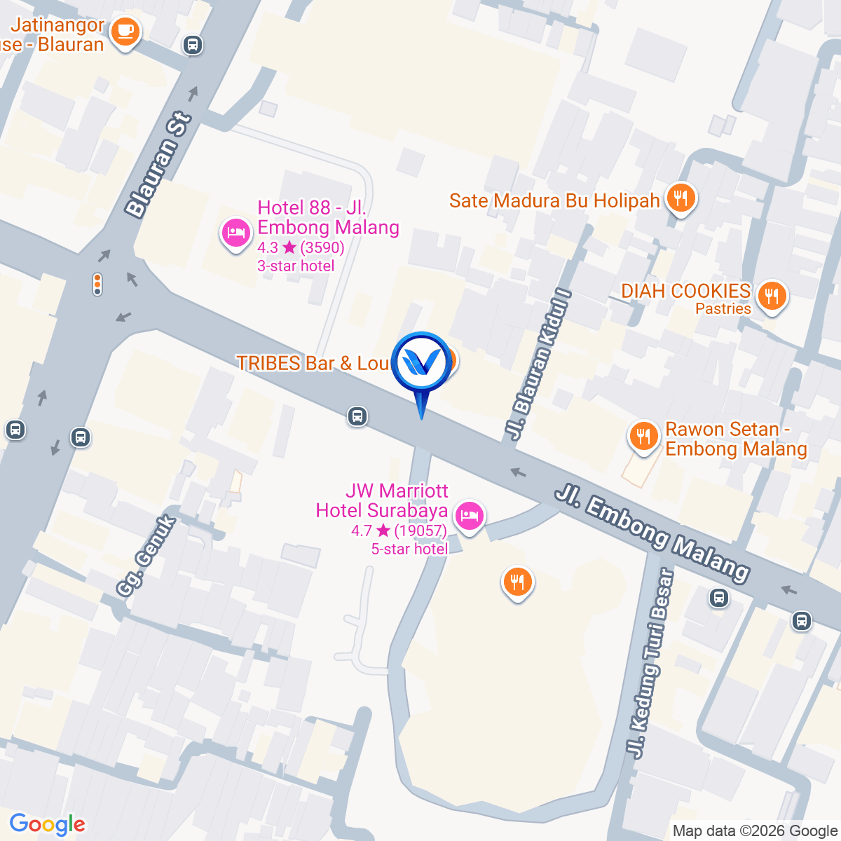 Peta Lokasi Jl. Embong Malang (Depan Hotel JW Marriot), Surabaya