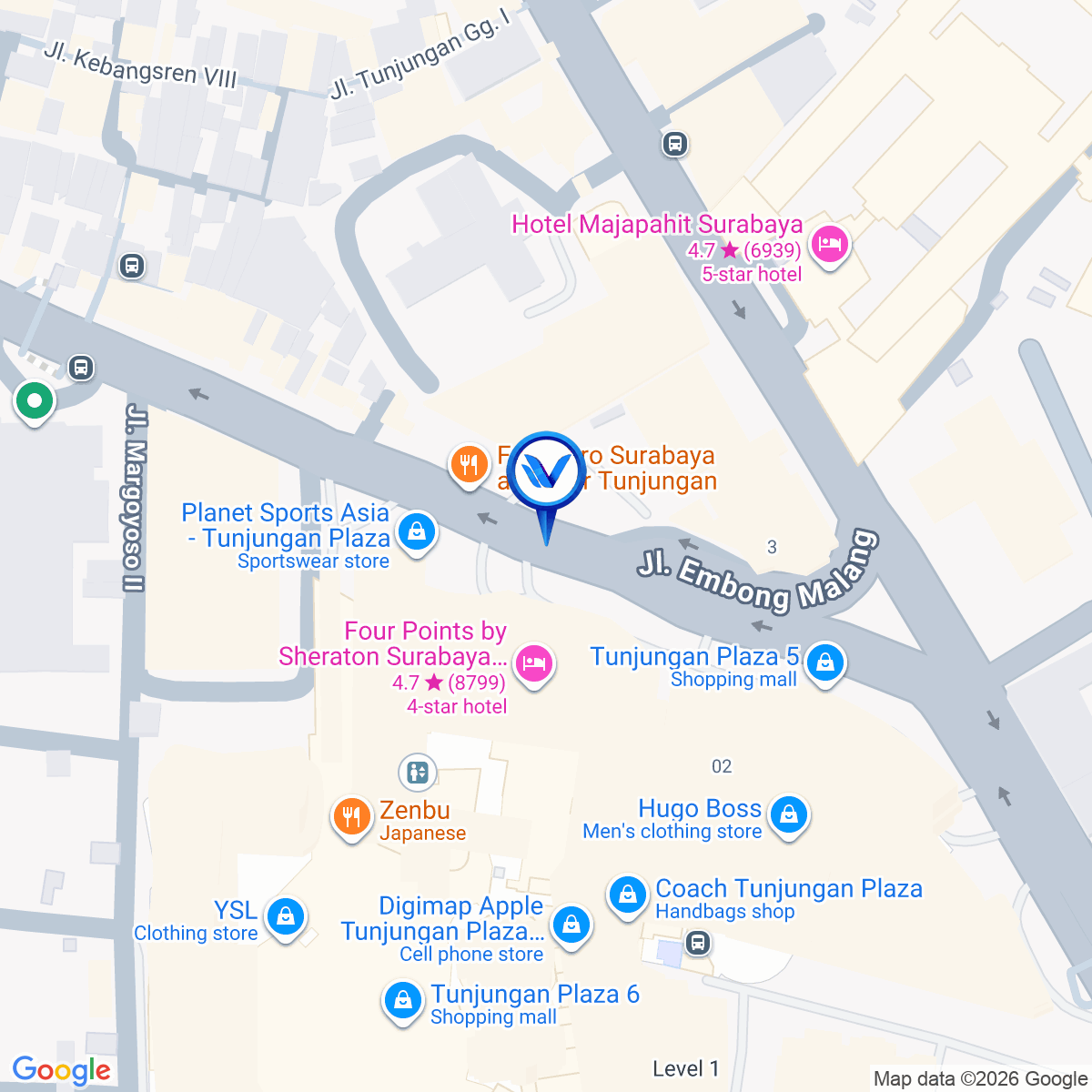 Peta Lokasi Jl. Embong Malang (Depan Mall Tunjungan Plaza 6), Surabaya