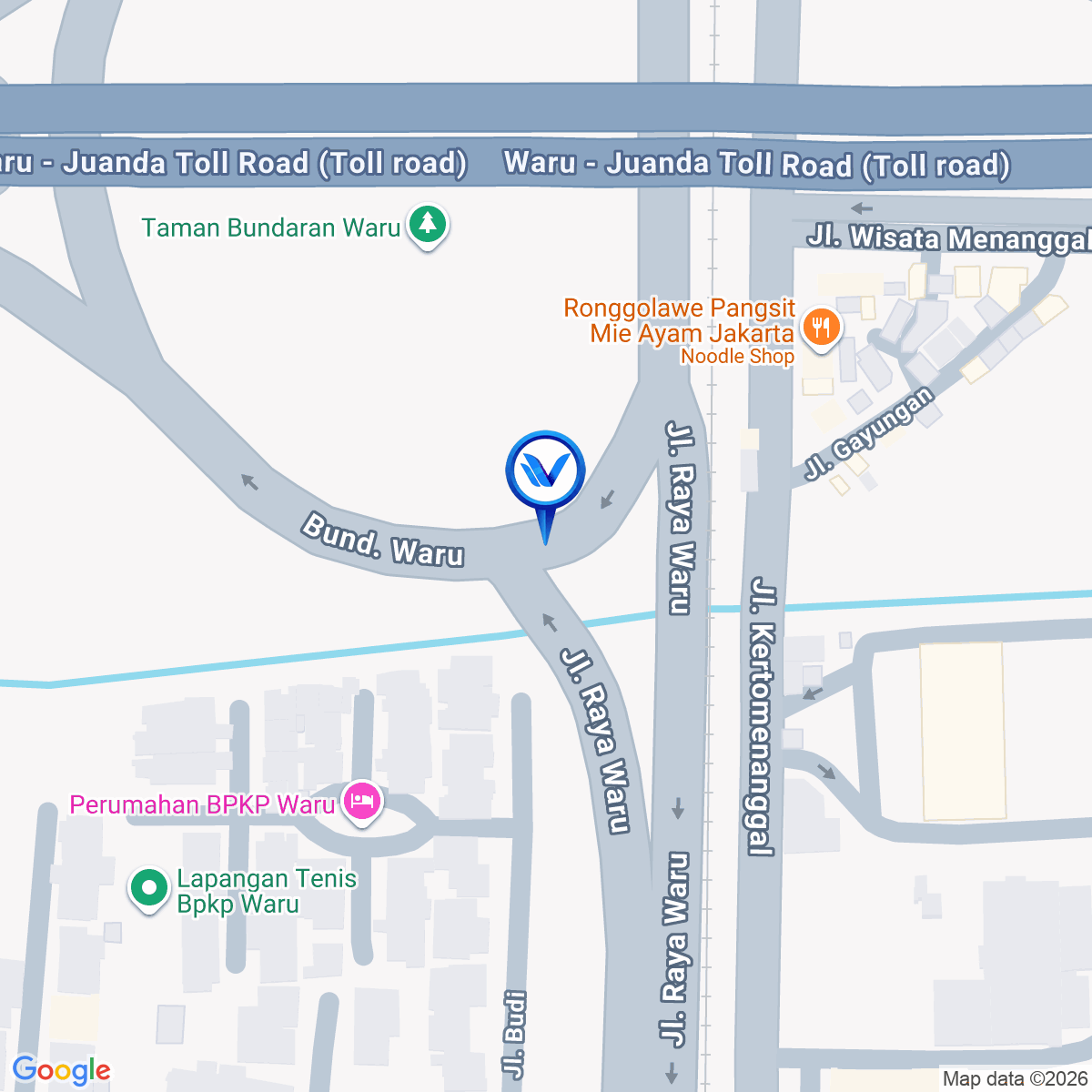 Peta Lokasi Waru Roundabout, Sidoarjo, Surabaya