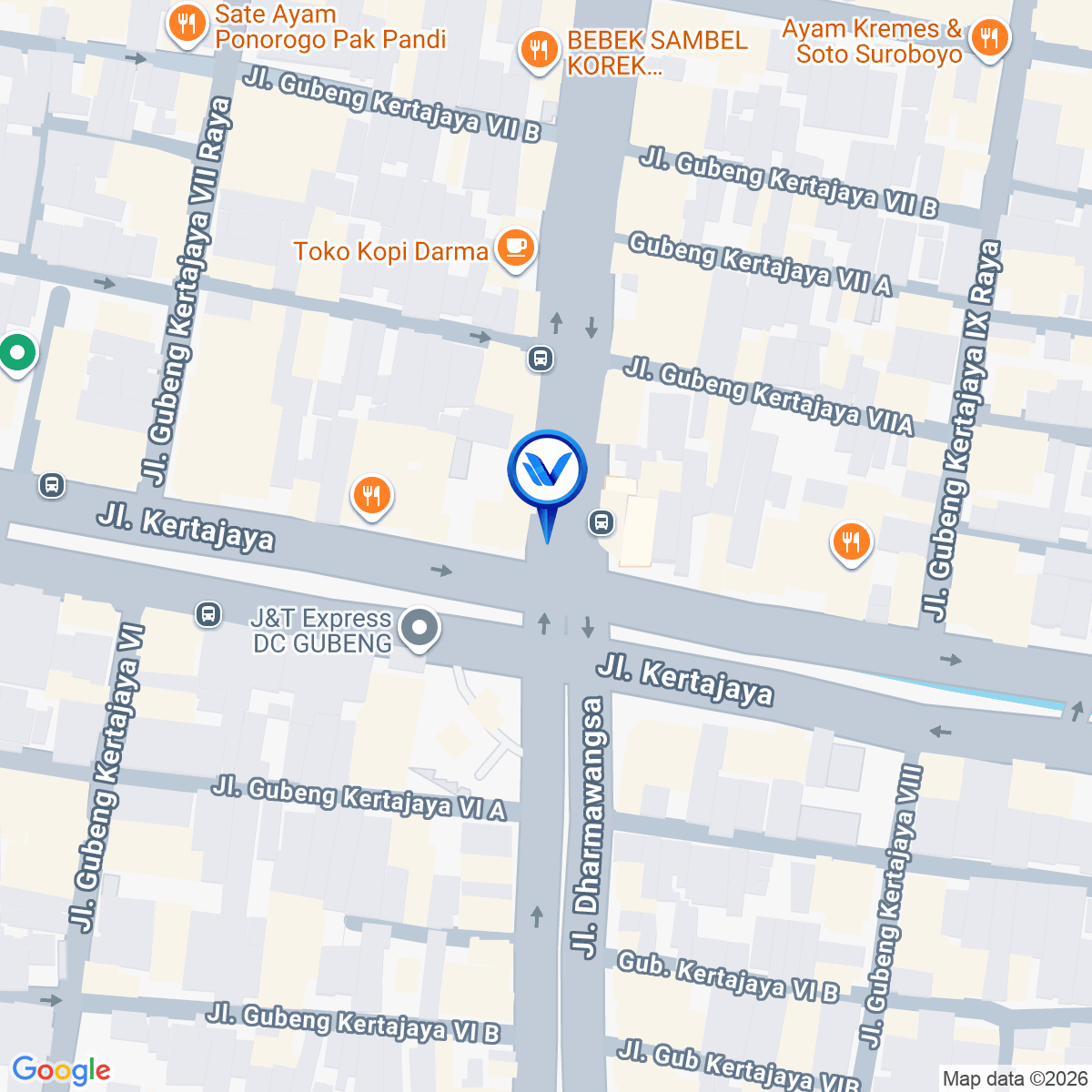 Peta Lokasi Perempatan Jl. Kertajaya - Jl. Pucang, Surabaya