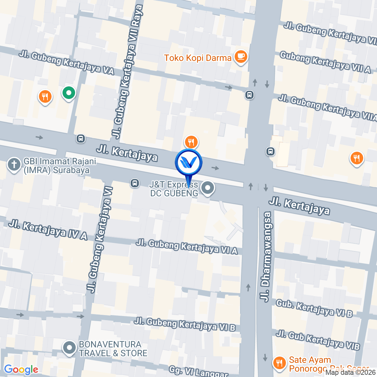 Peta Lokasi Perempatan Jl. Kertajaya - Dharmawangsa, Surabaya