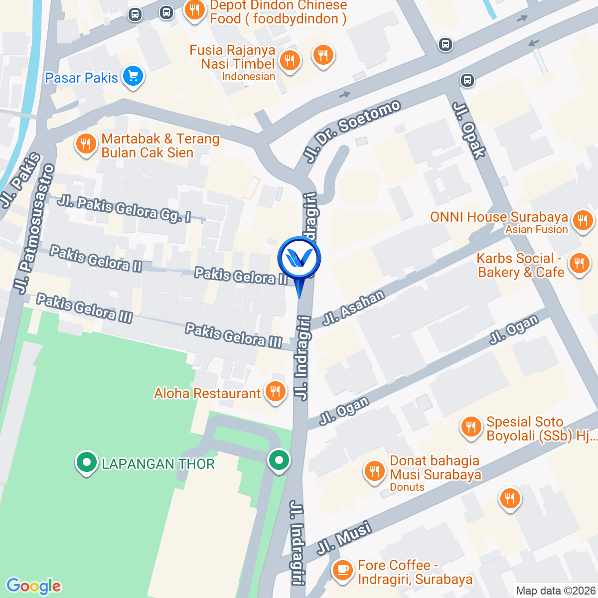 Peta Lokasi Jl. Indragiri (B), Surabaya