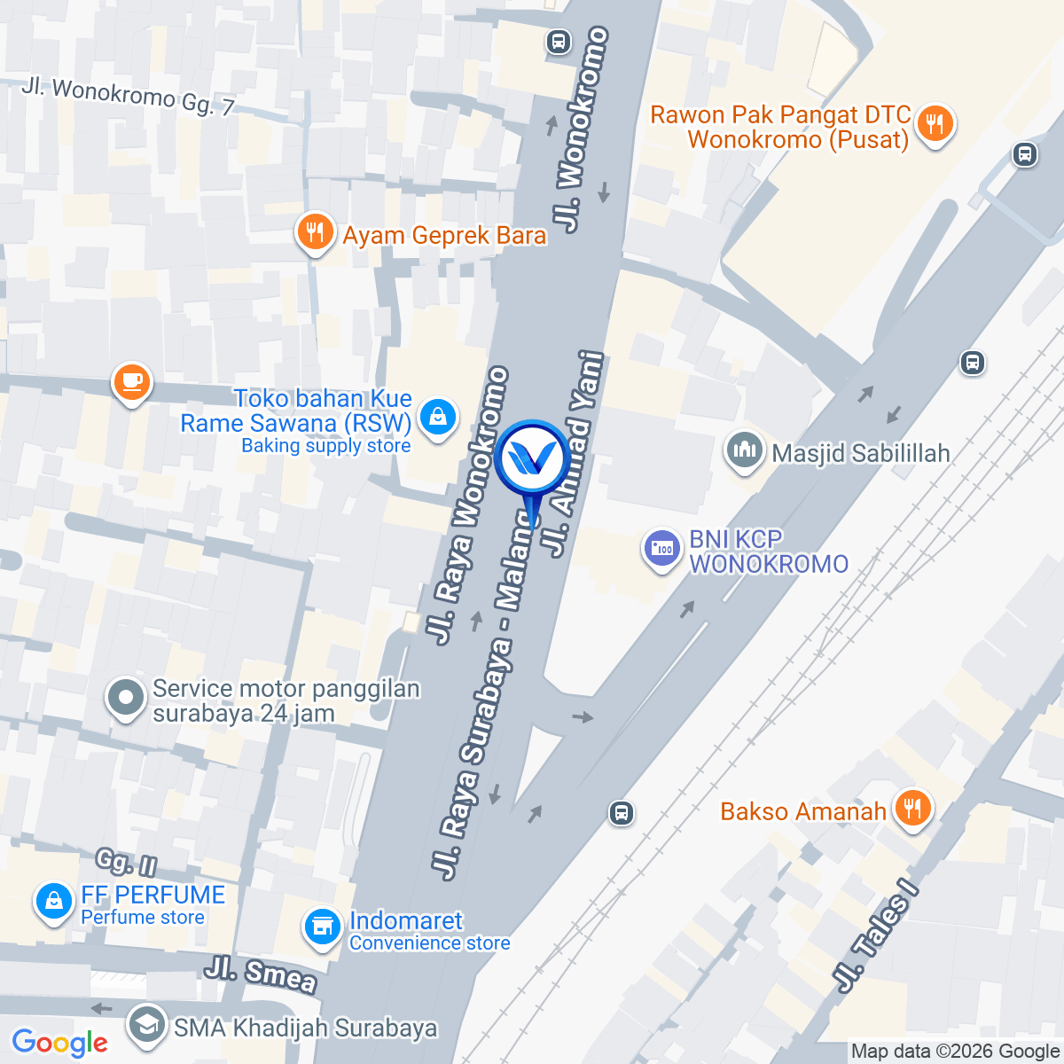 Peta Lokasi Jl. Wonokromo Flyover (Arah Menuju Basuki Rahmat), Surabaya