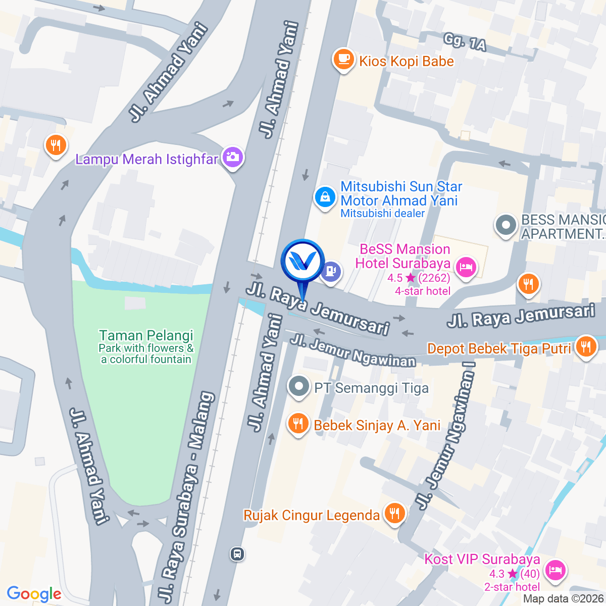 Peta Lokasi Jl. A. Yani no.3, Surabaya