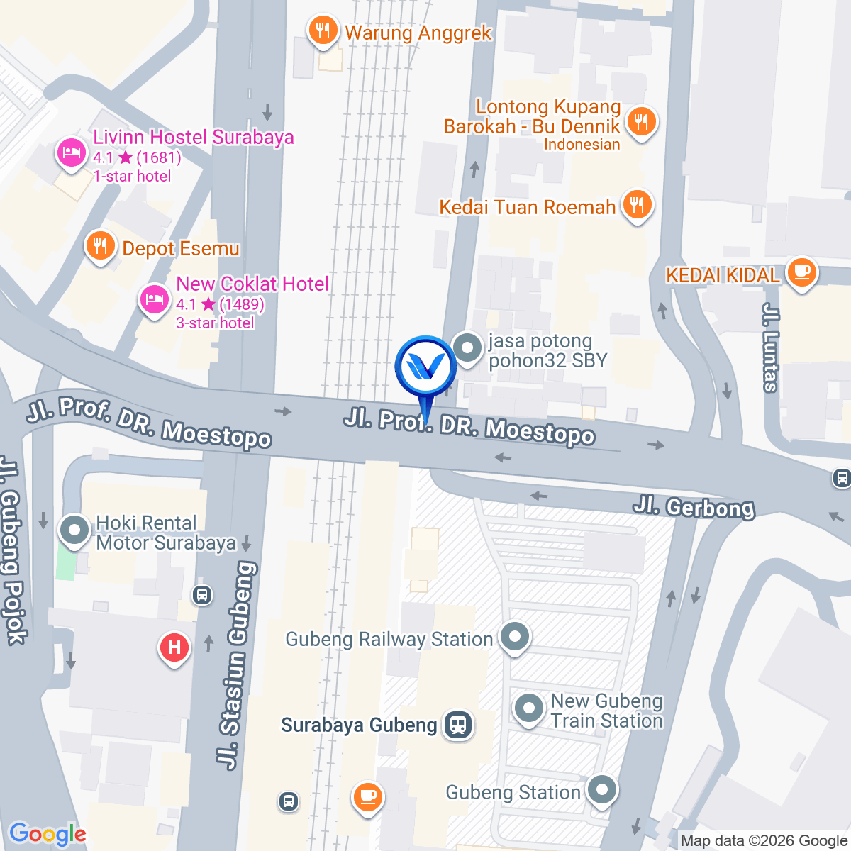 Peta Lokasi Jl. Dr. Mustopo - Gubeng, Surabaya