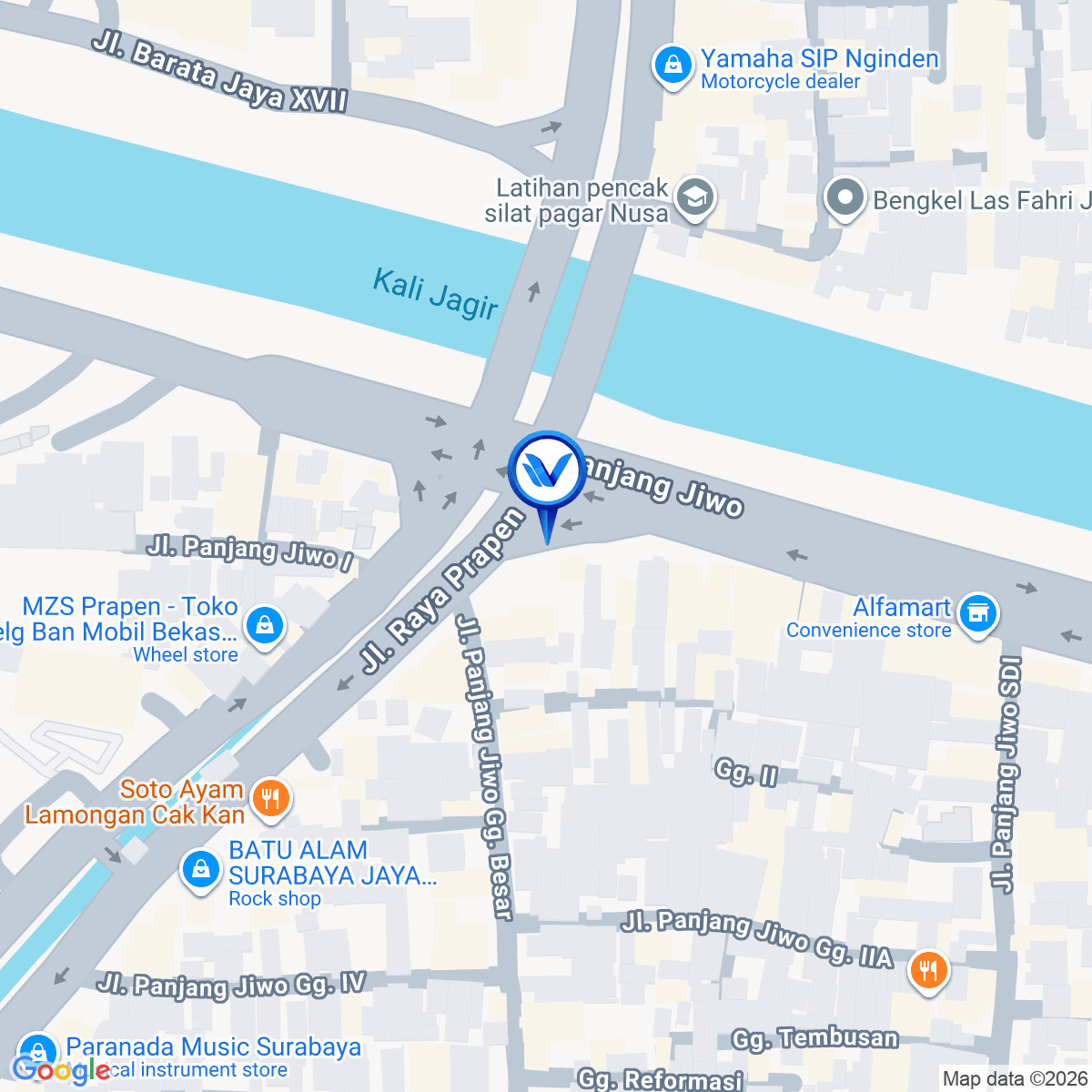 Peta Lokasi Jl. Raya Prapen - Panjang Jiwo, Surabaya