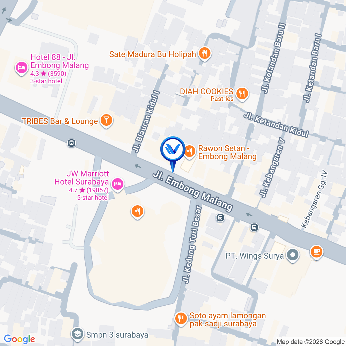 Peta Lokasi Jl. Embong Malang 78 (Dekat Tunjungan Plaza), Surabaya
