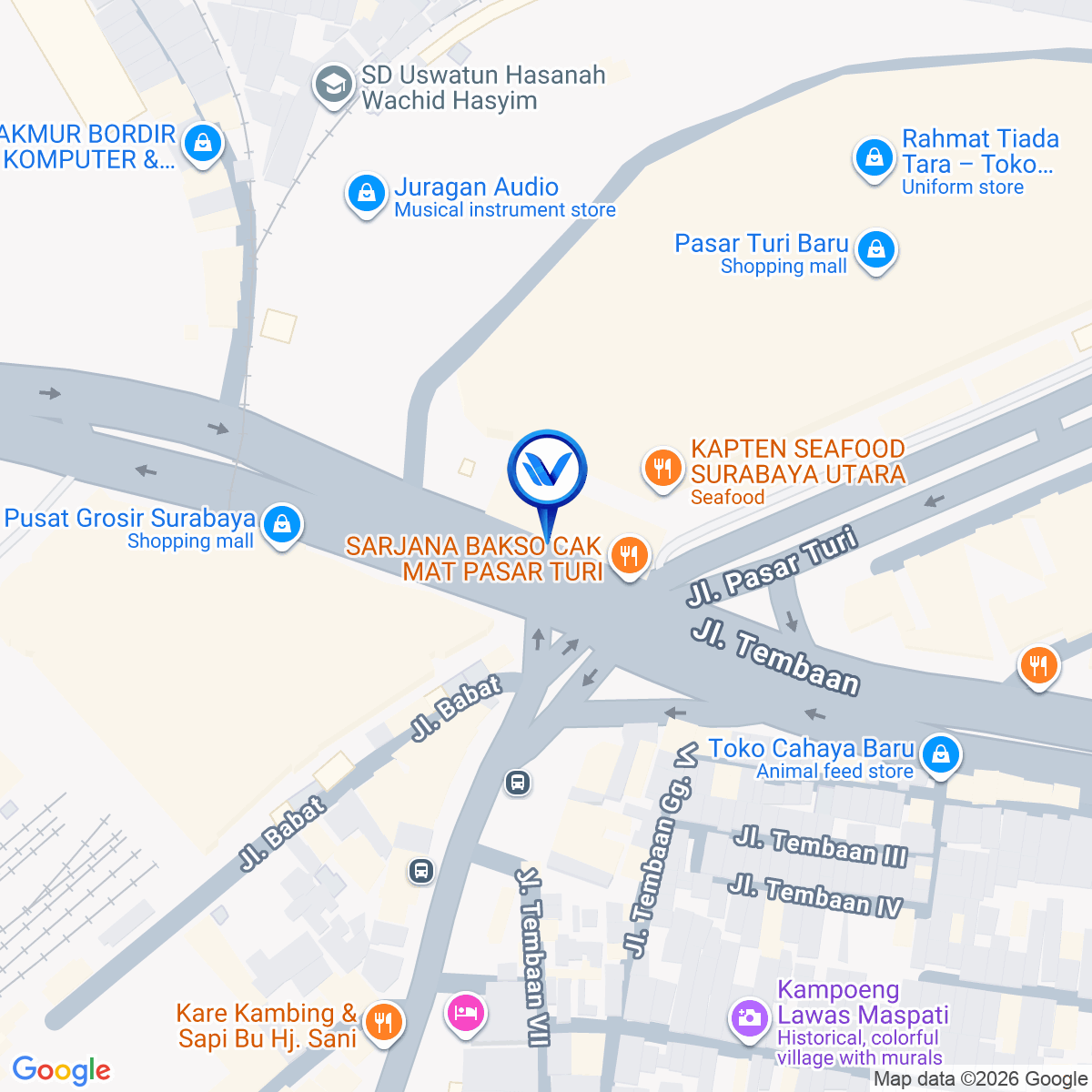 Peta Lokasi Perempatan Jl. Raya Dupak - Jl. Semarang (Depan PS. Turi - PGS), Surabaya