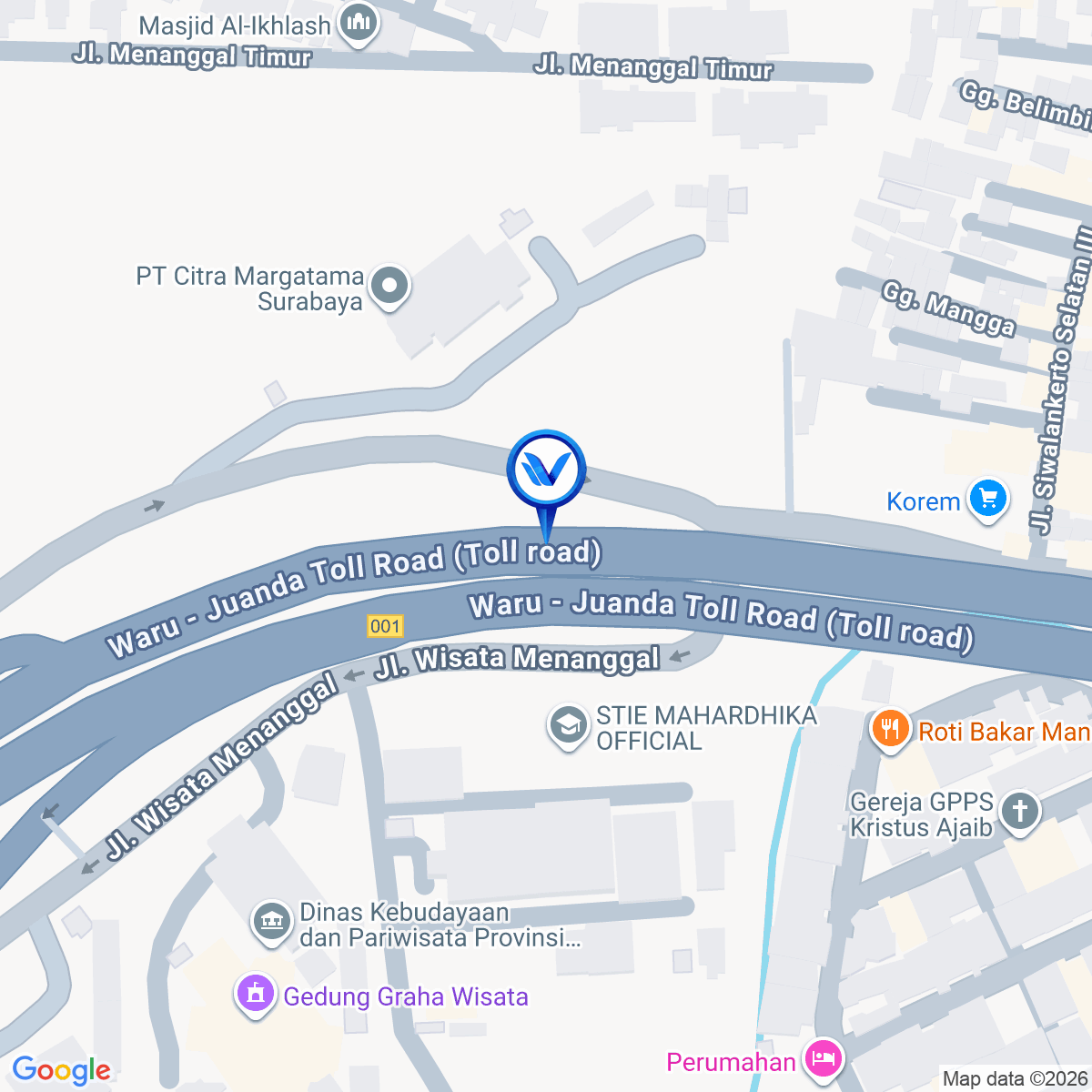 Peta Lokasi Juanda - Waru Tol KM 00+700, Surabaya