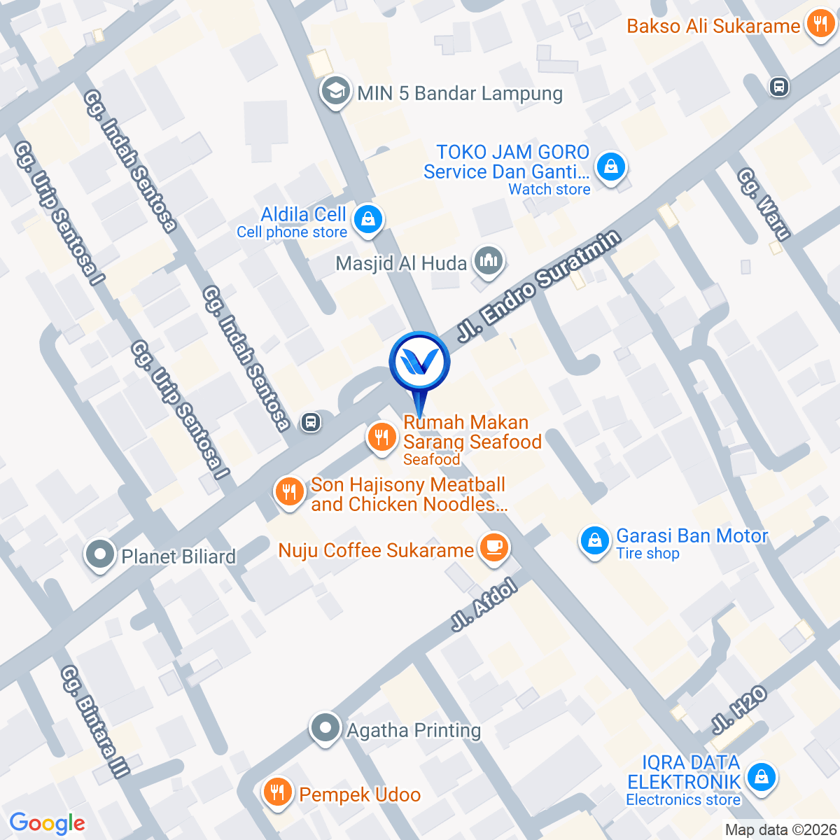 Peta Lokasi JL. ENDRO SURATMIN, PEREMPATAN LAMPU MERAH, SUKARAME, BANDAR LAMPUNG