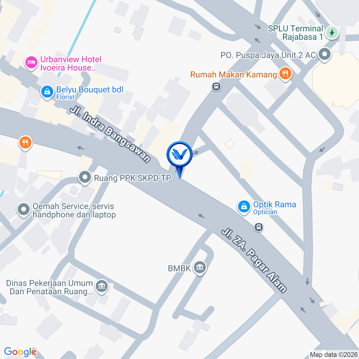 Peta Lokasi JL. ZA. PAGAR ALAM (TERMINAL RAJABASA), RAJABASA, KOTA BANDAR LAMPUNG
