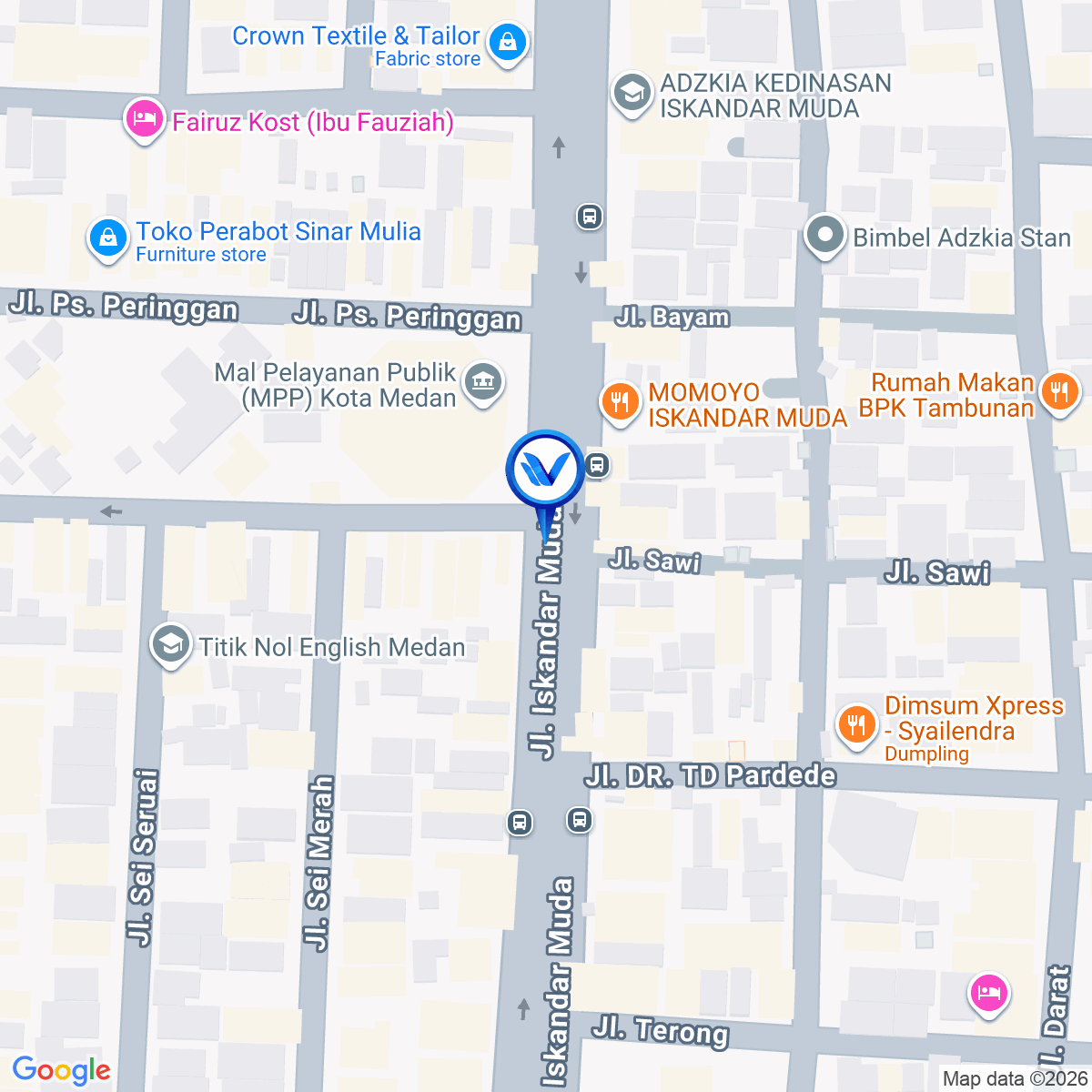 Peta Lokasi Jl. Iskandar Muda (Dekat Mall Pelayanan Publik), Medan