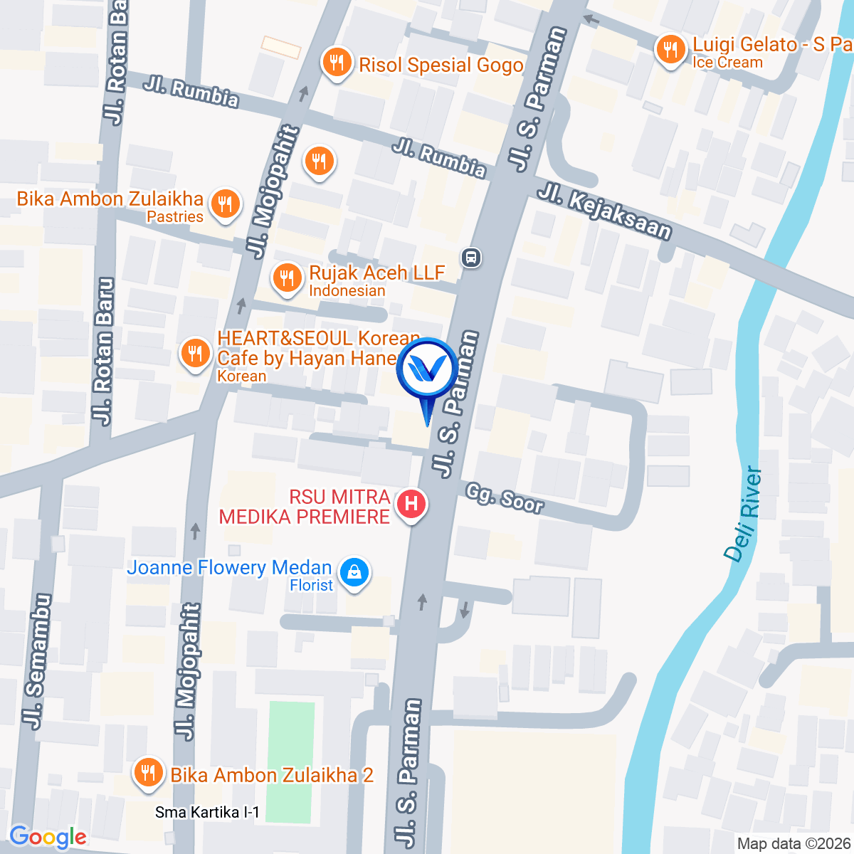 Peta Lokasi Jl. S Parman (Crystal Palace), Medan