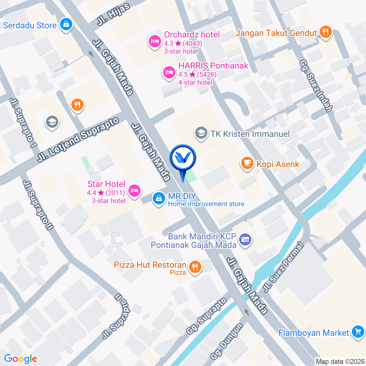 Peta Lokasi JL. Gajahmada, Pontianak