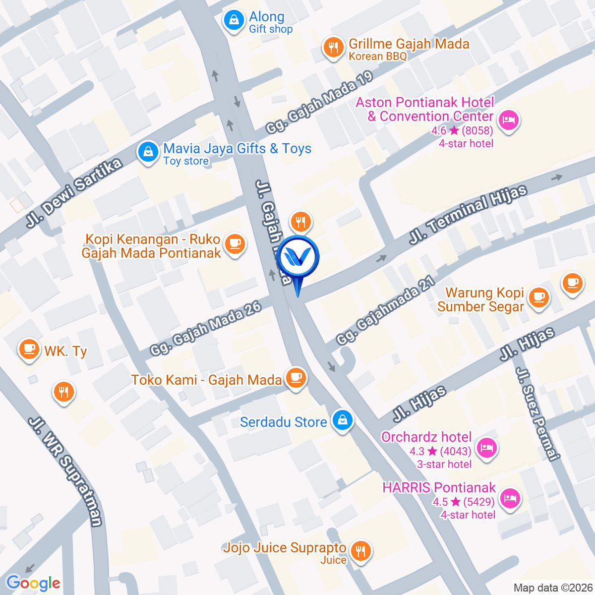 Peta Lokasi JL. Gajahmada, Pontianak