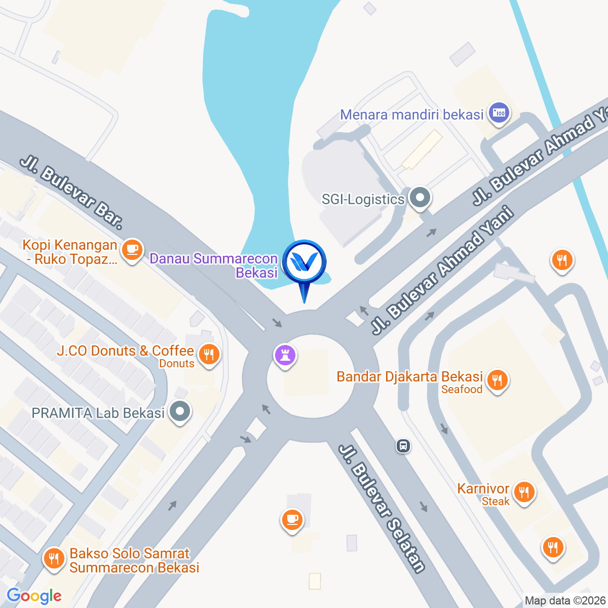 Peta Lokasi JL. BULEVAR AHMAD YANI (DEPAN PLAZA SUMMARECON BEKASI), BEKASI