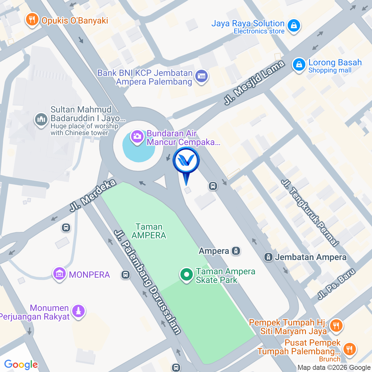 Peta Lokasi JL. JEND. SUDIRMAN (POS POLISI BUNDARAN AIR MANCUR), PALEMBANG