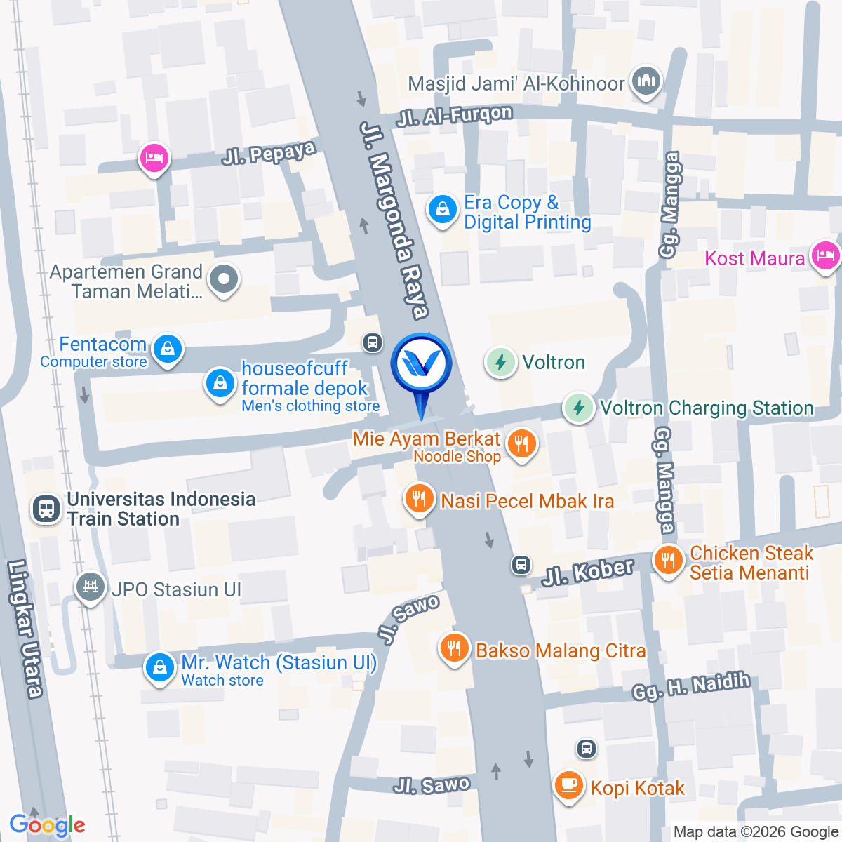 Peta Lokasi JL. Margonda Raya (EVENCIIO apartment), Depok