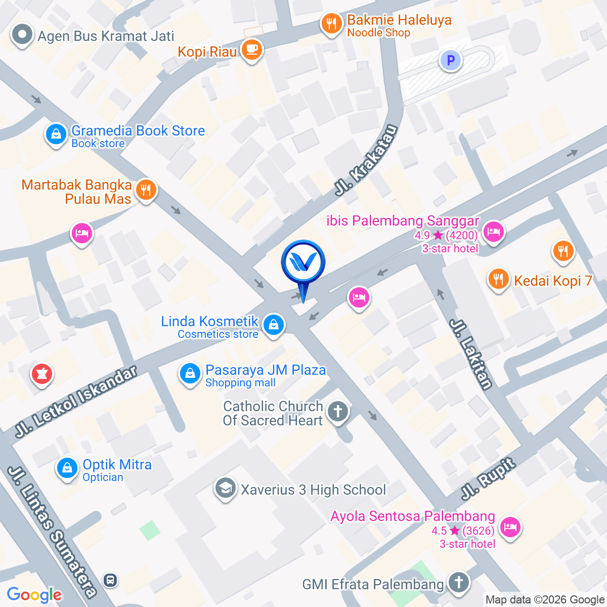 Peta Lokasi Jl. Letkol Iskandar (Gedung Hotel Azzura), Palembang
