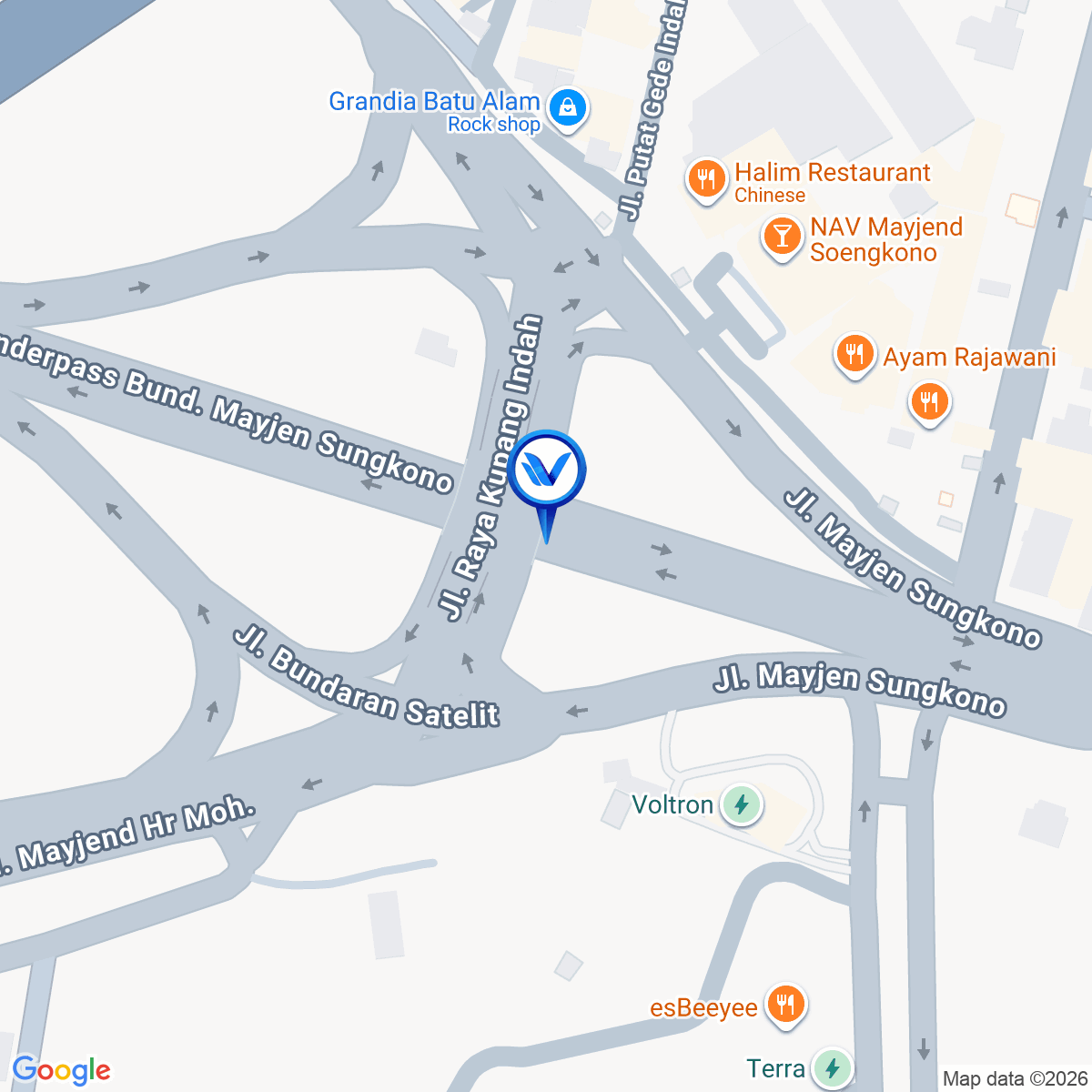 Peta Lokasi Underpass Mayjend Sungkono (Jembatan - Overpass), Surabaya