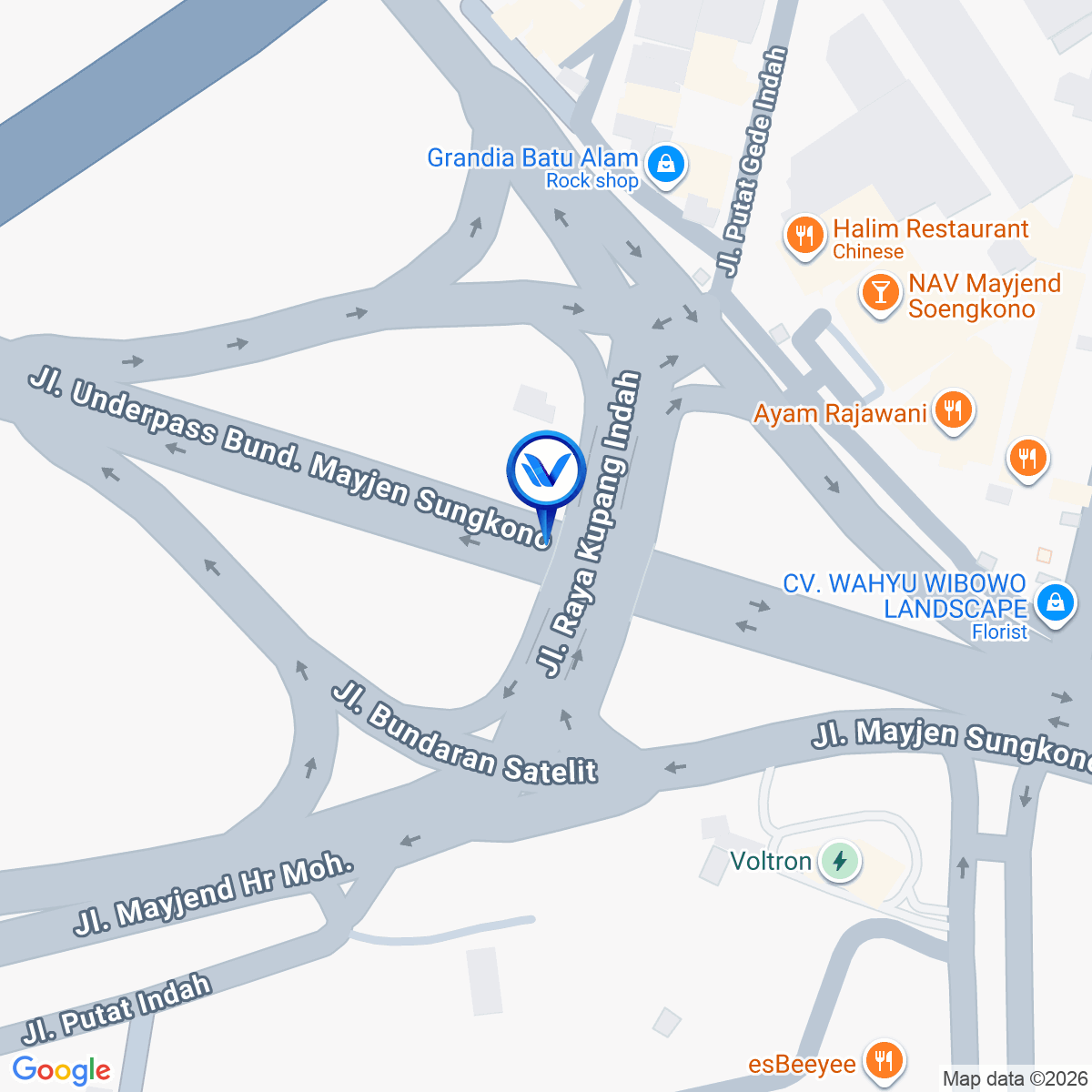 Peta Lokasi Underpass Mayjend Sungkono (Jembatan - Overpass), Surabaya