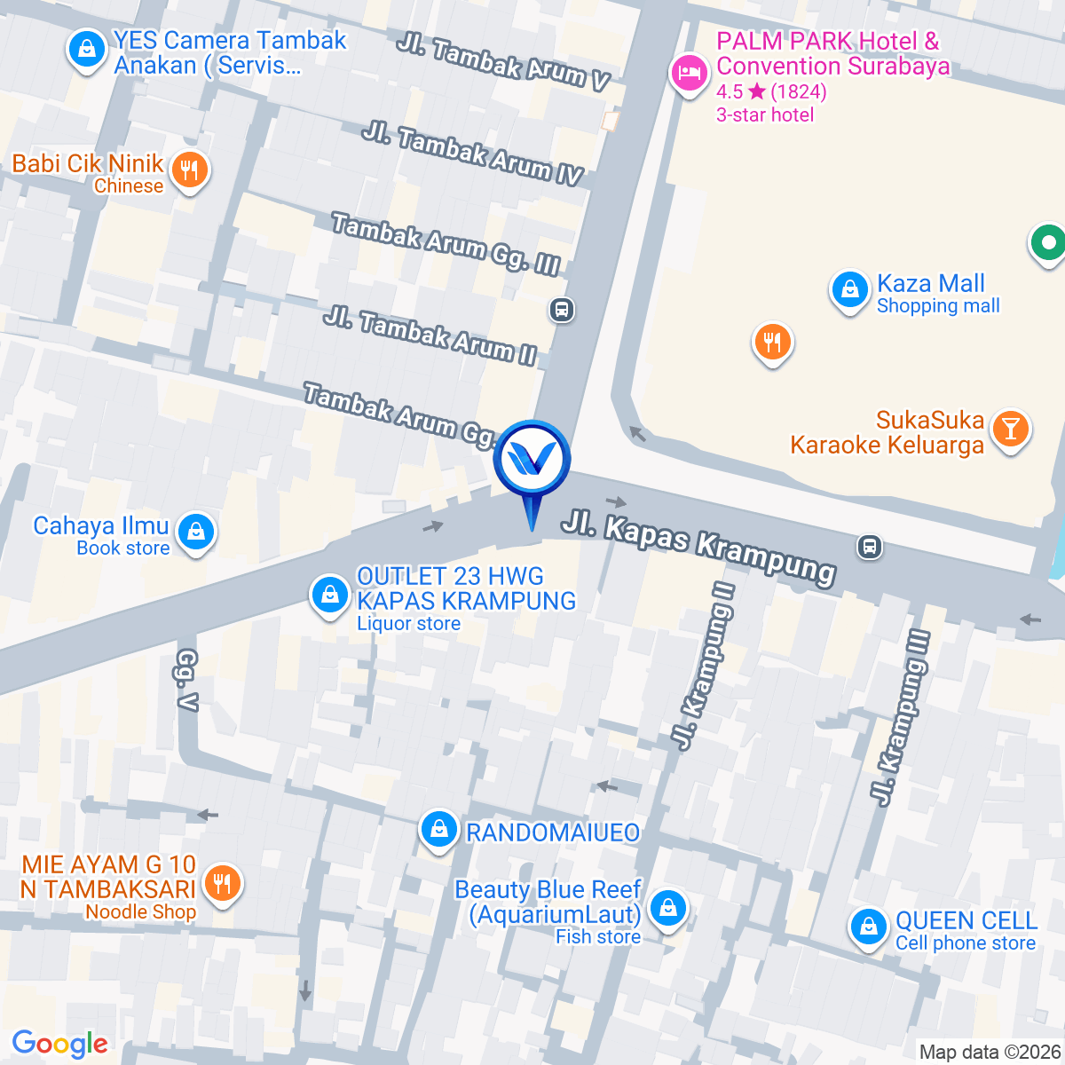 Peta Lokasi Pertigaan Jl. Kapas Krampung - Jl. Tambakrejo (KAZA CITY- PLAZA), Surabaya
