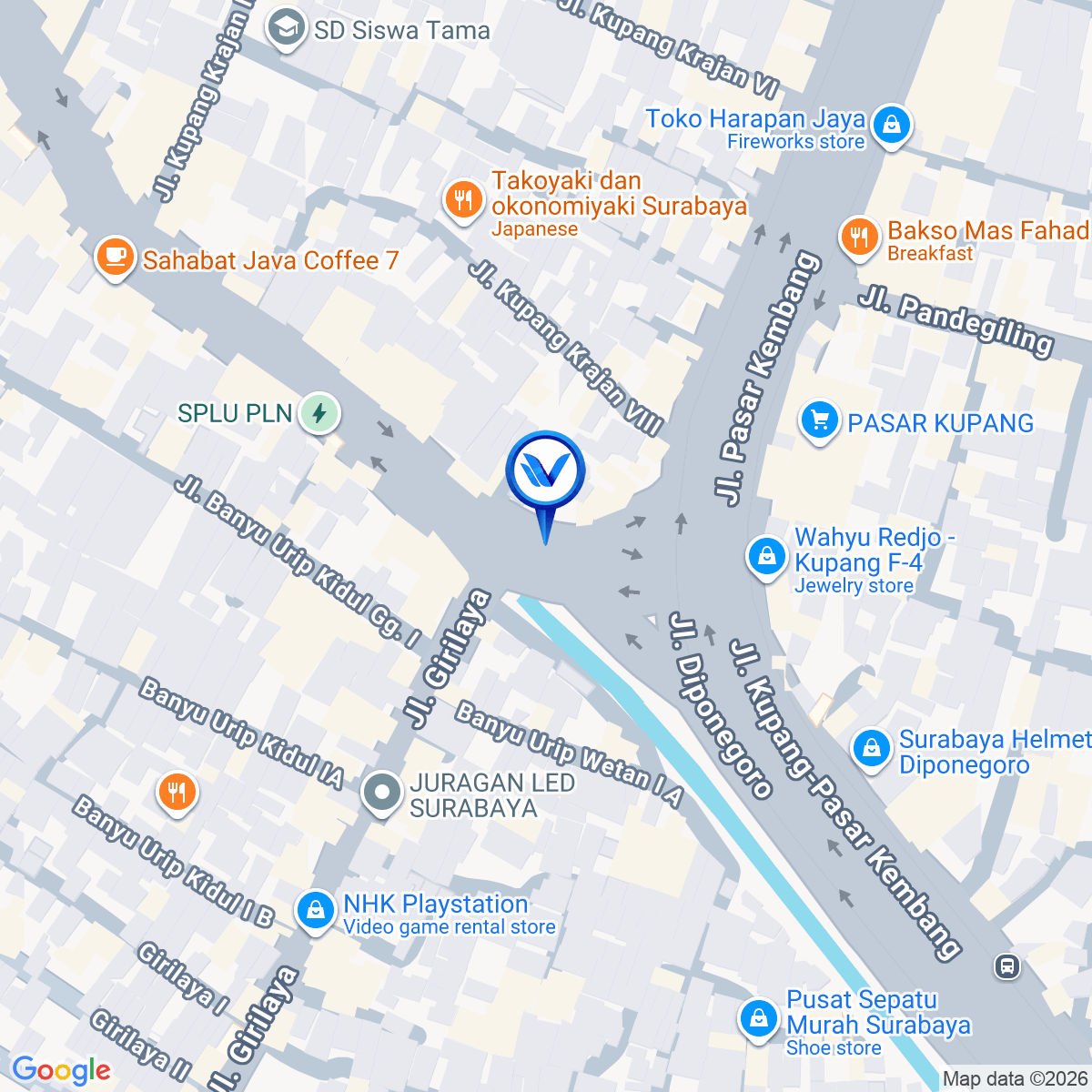 Peta Lokasi Jl. Raya Diponegoro - Pasar Kembang, Surabaya