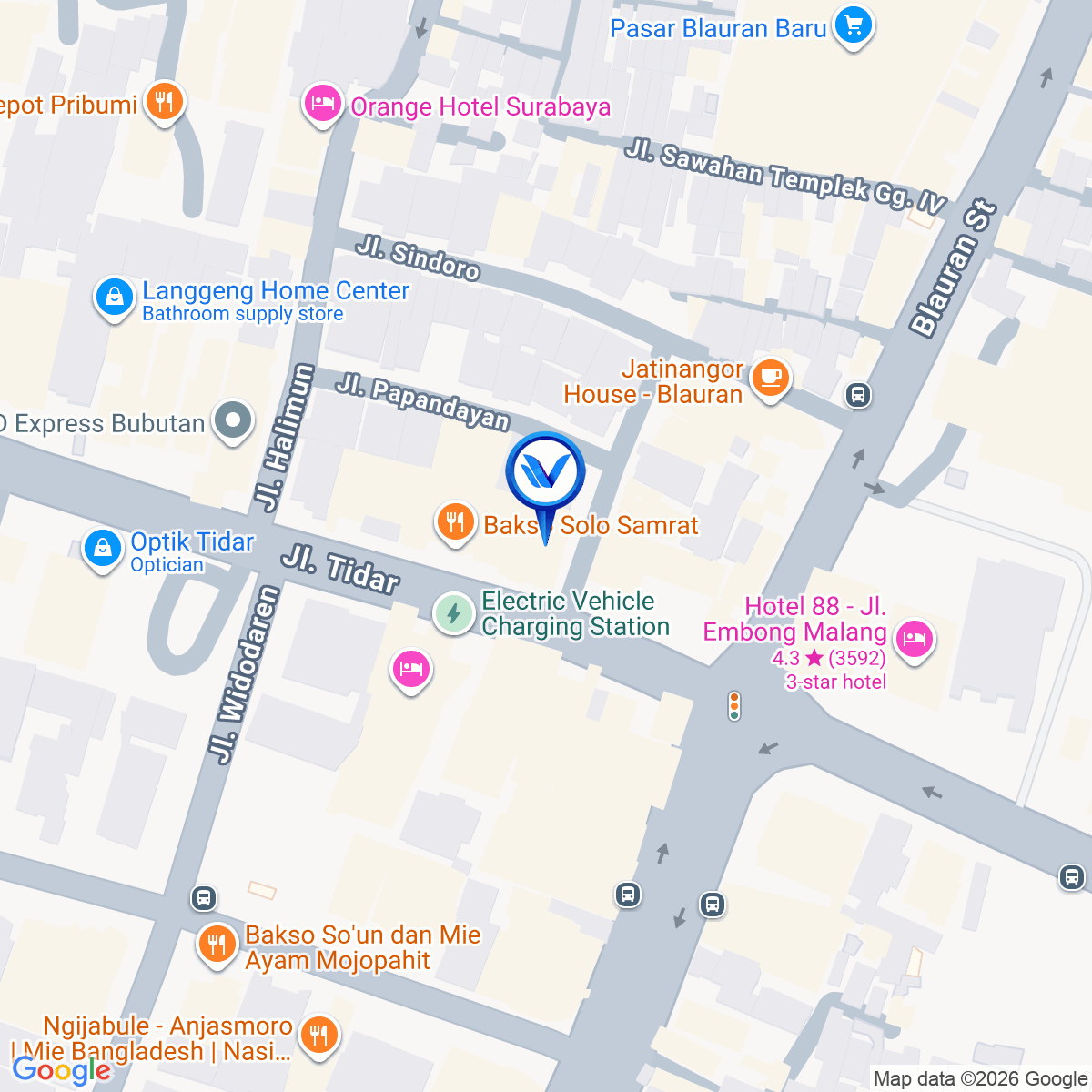 Peta Lokasi Jl. Tidar, Surabaya