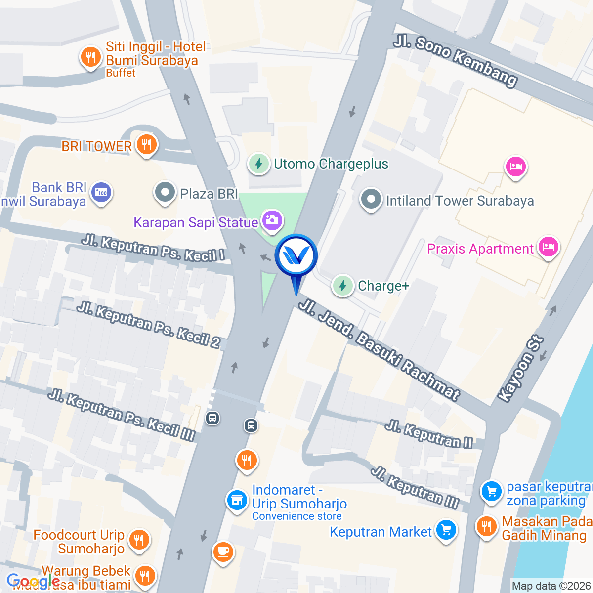 Peta Lokasi Jl. Urip Sumoharjo No. 1 (Depan Praxis Apartement and Office), Surabaya